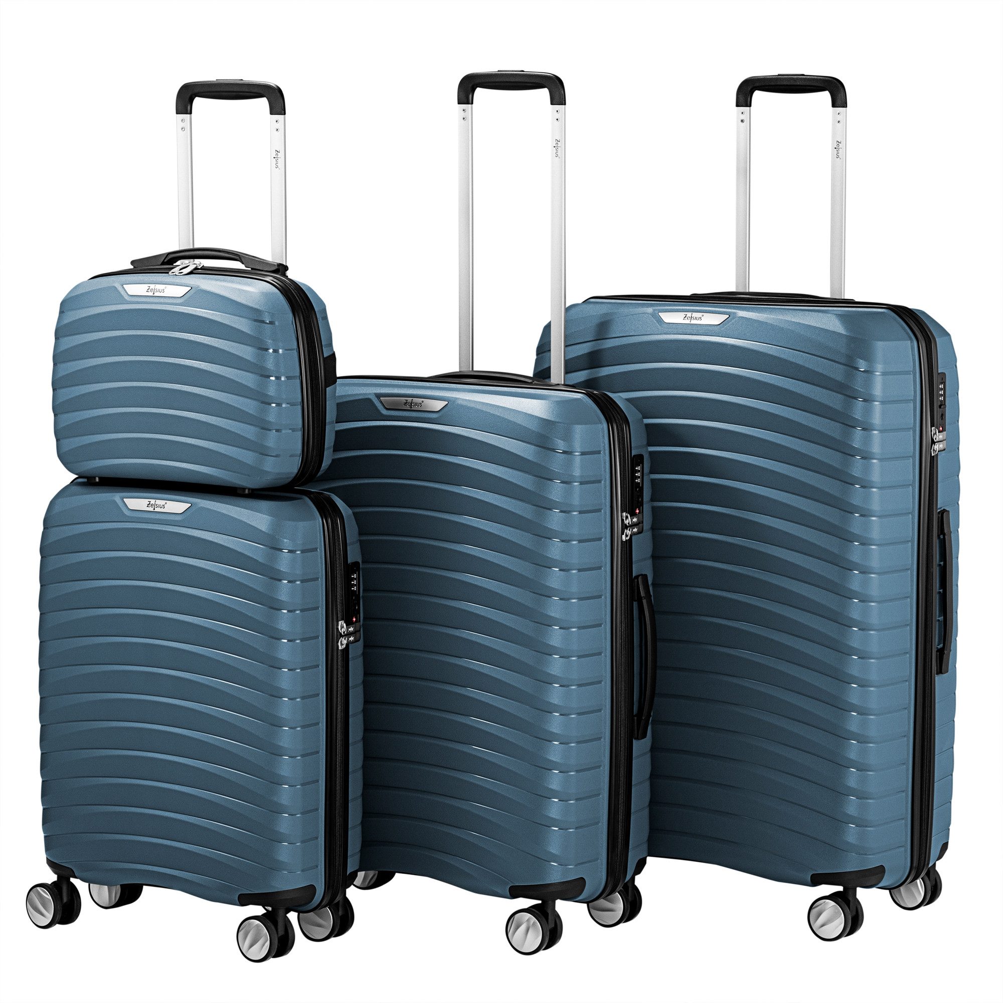 Zelsius Kofferset 4 Stück, Blau, Hartschalenkoffer