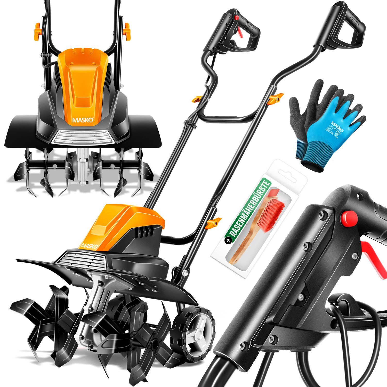 MASKO Elektromotorhacke, Gartenfräse elektrische Motorhacke 1500