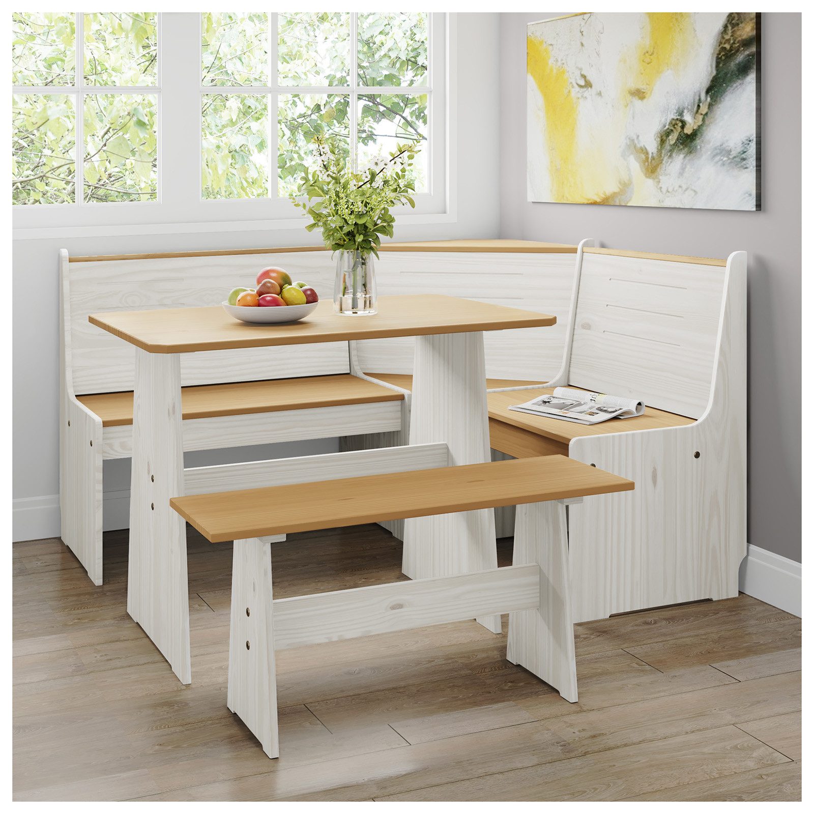 HTI-Living Eckbankgruppe Sitzgruppe 3-teilig Marija Weiß,