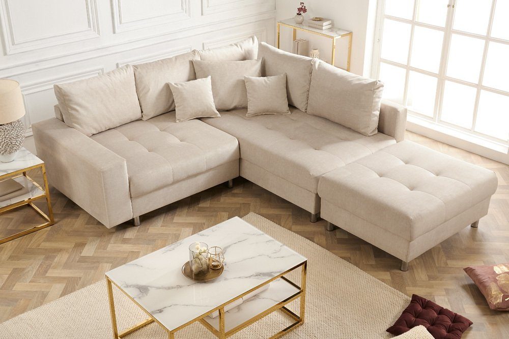 riess-ambiente Ecksofa KENT 220cm champagner beige,