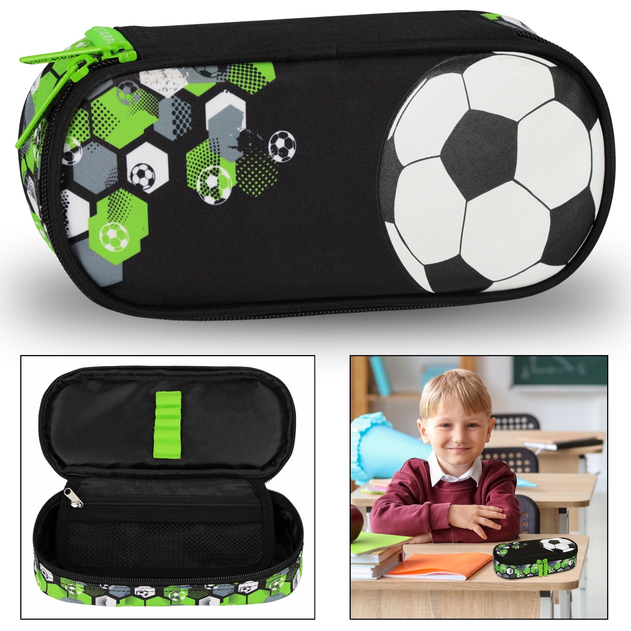 Sarcia.eu Federmäppchen Schwarz-grünes Fußball Federmäppchen, für