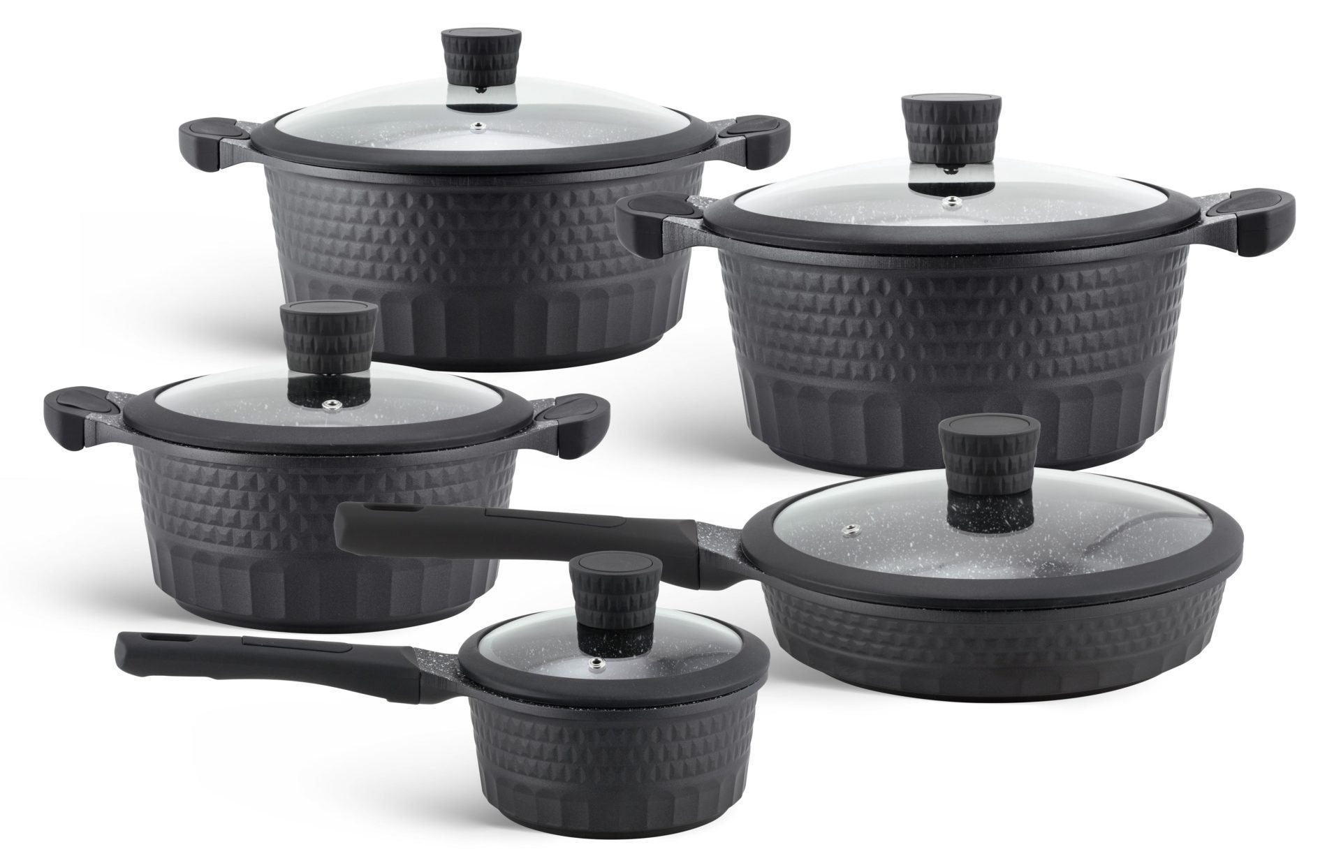 Edenberg Topf-Set Schwarze Topfset klassische Töpfe,