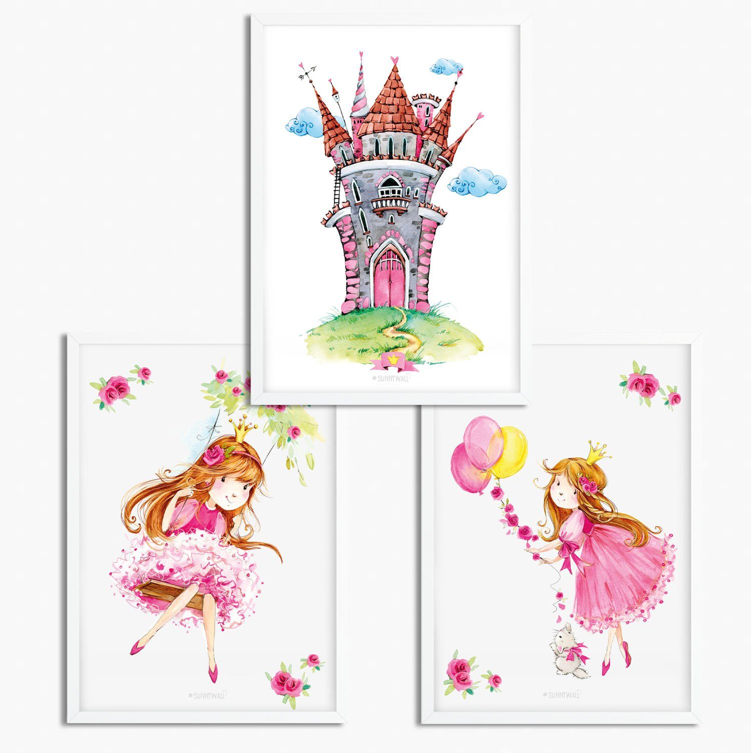 Sunnywall Poster Poster Kinderzimmer Prinzessin (3er