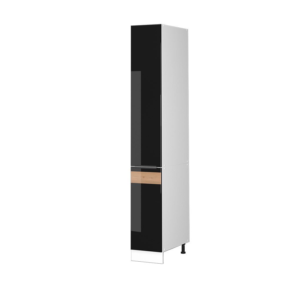 Vicco Hochschrank Fame-Line, Schwarz Hochglanz/Weiß, 30