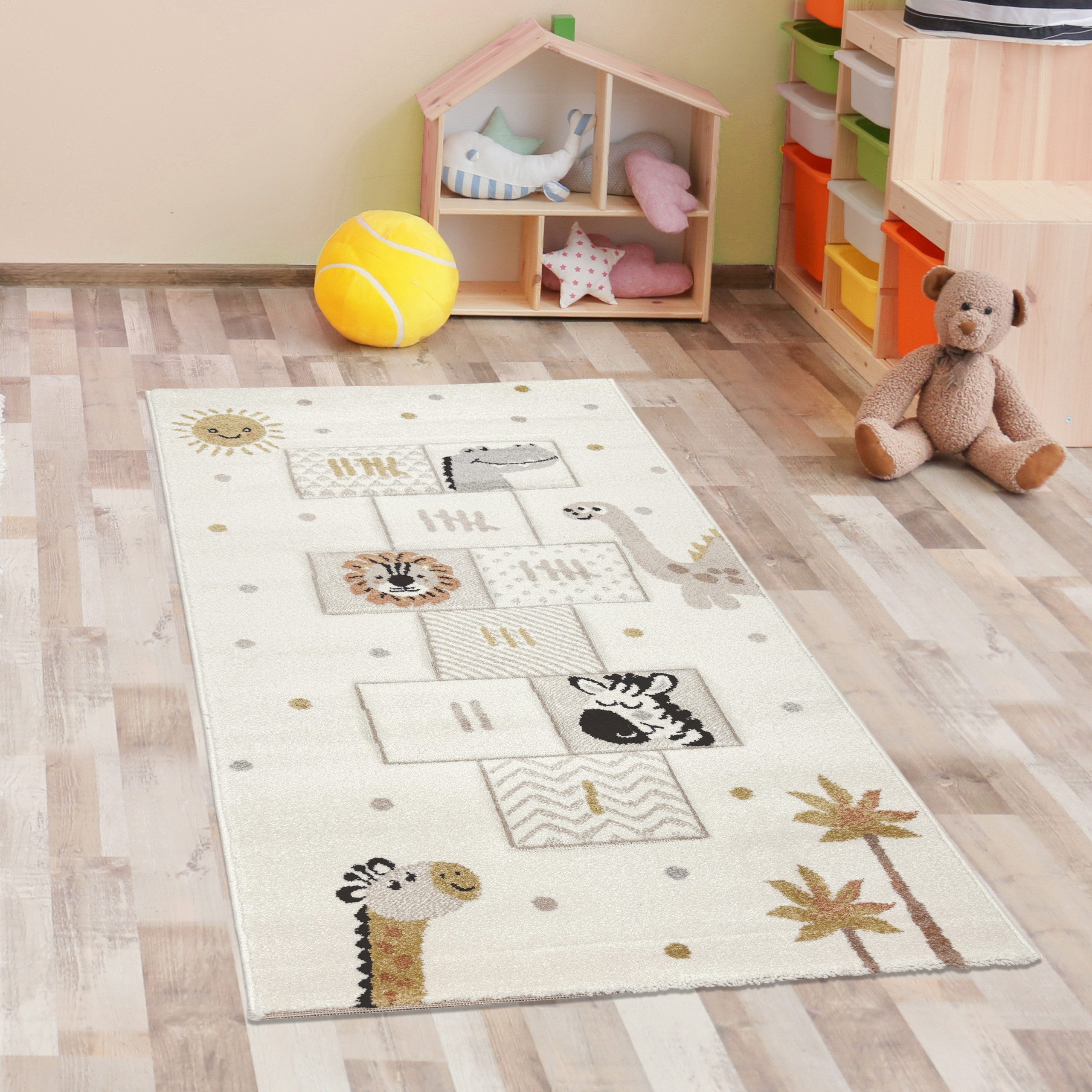 Carpetia Kinderteppich Kinderteppich mit Hüpfspiel Tiermotiven