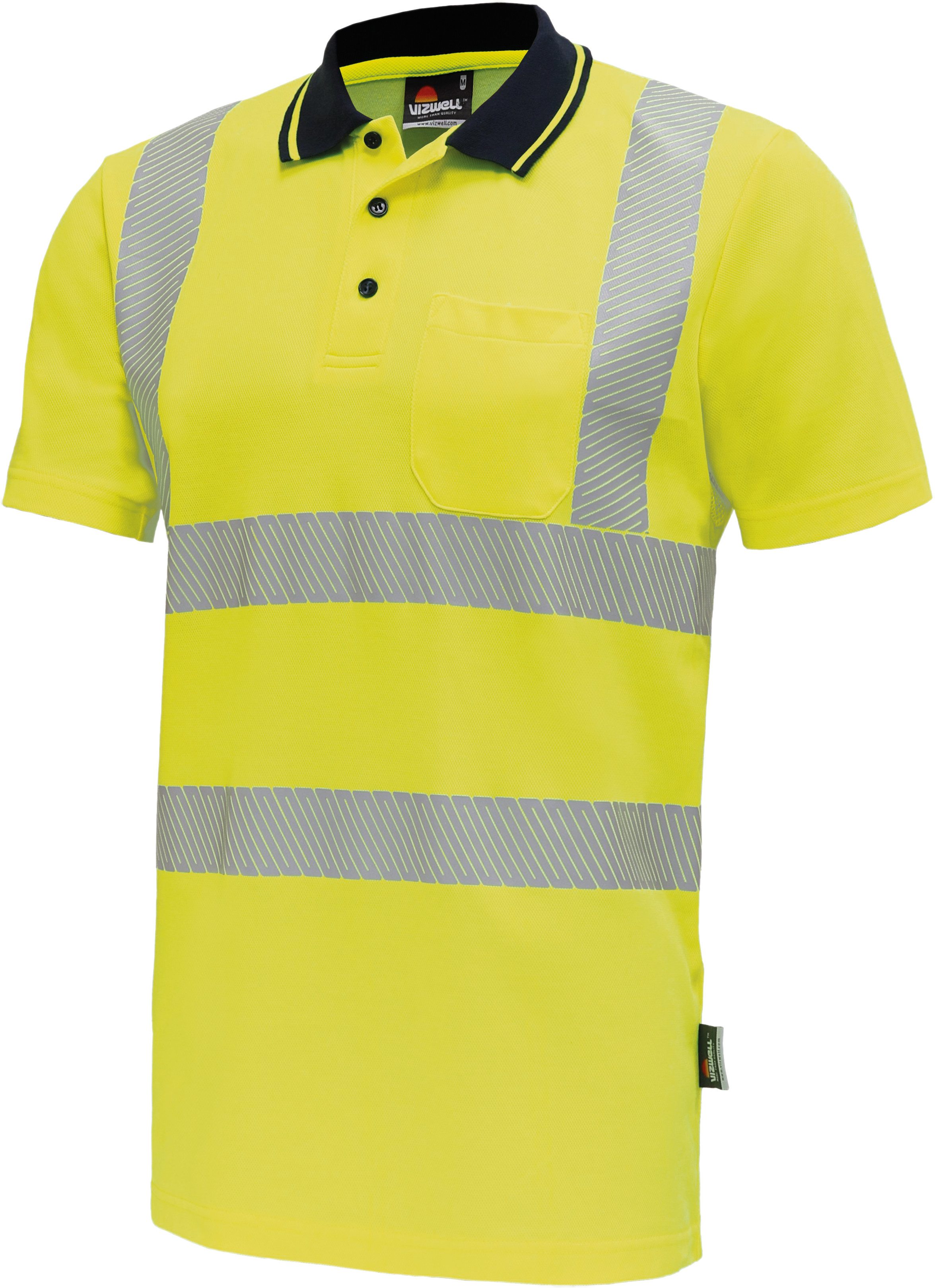 vizwell Warnschutz-Shirt Poloshirt Arbeitsshirt Polo-Shirt leuchtfarbe