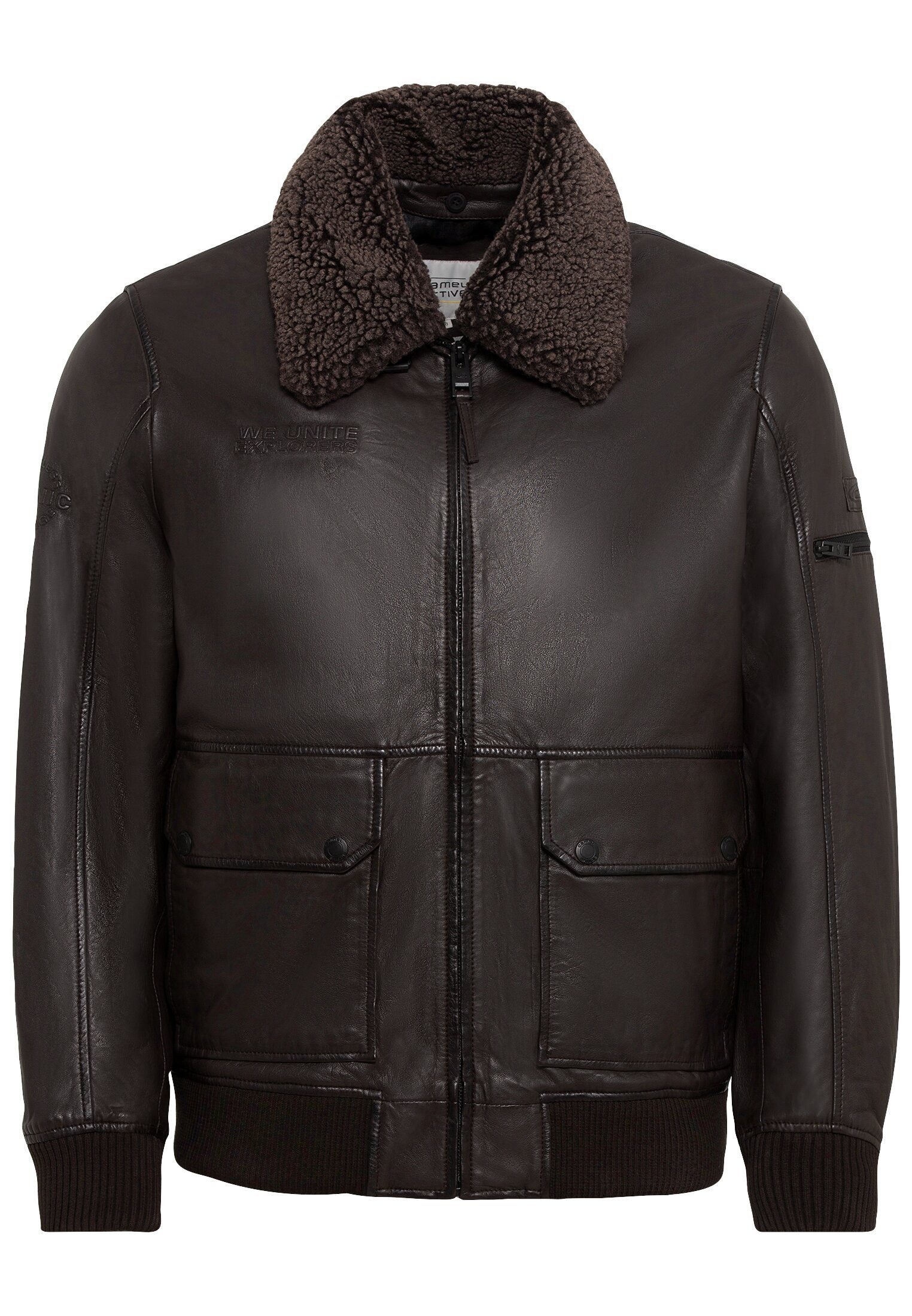camel active Lederjacke Lederjacke mit Kunstfellbesatz