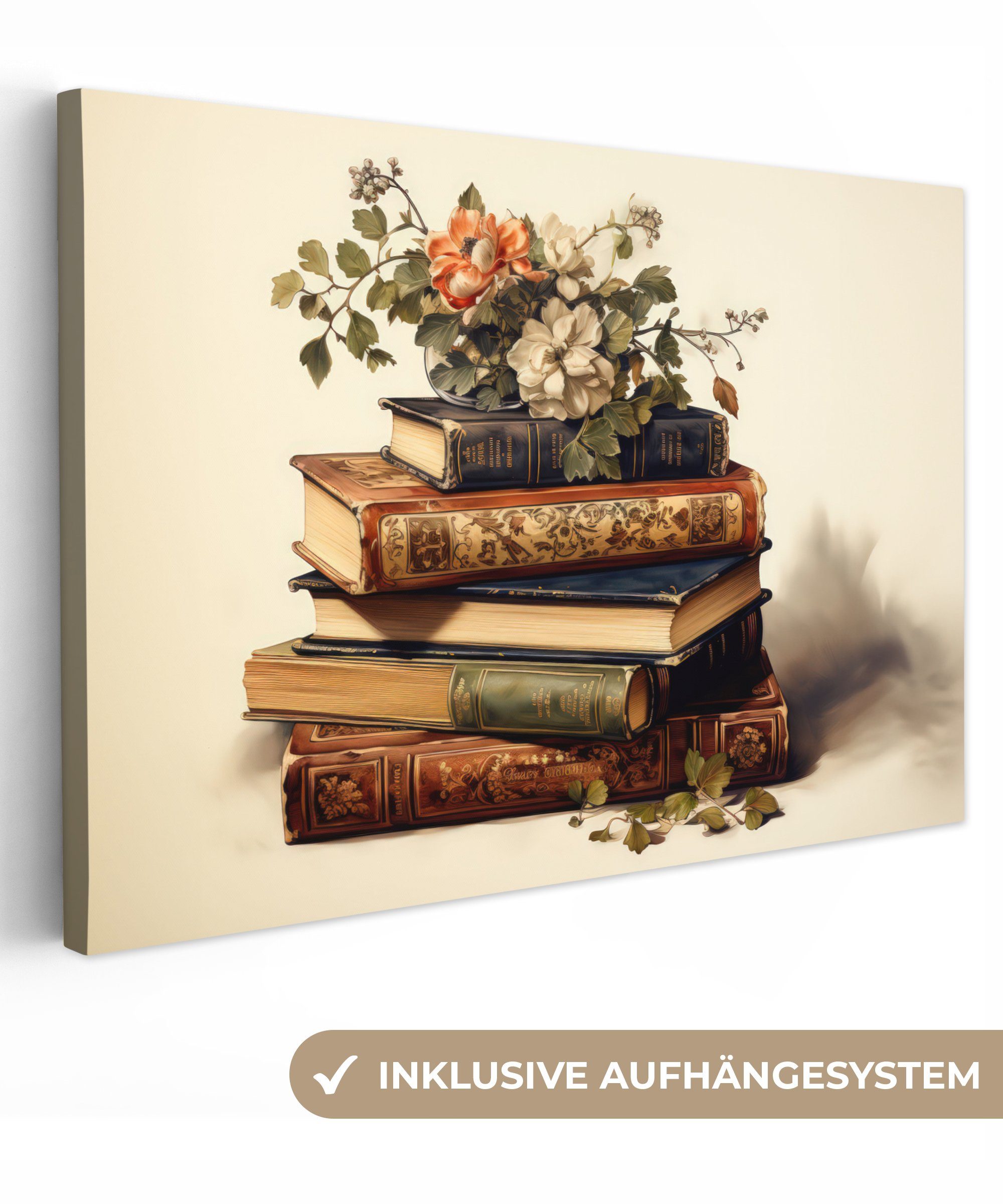 OneMillionCanvasses® Leinwandbild Vintage - Bücher -