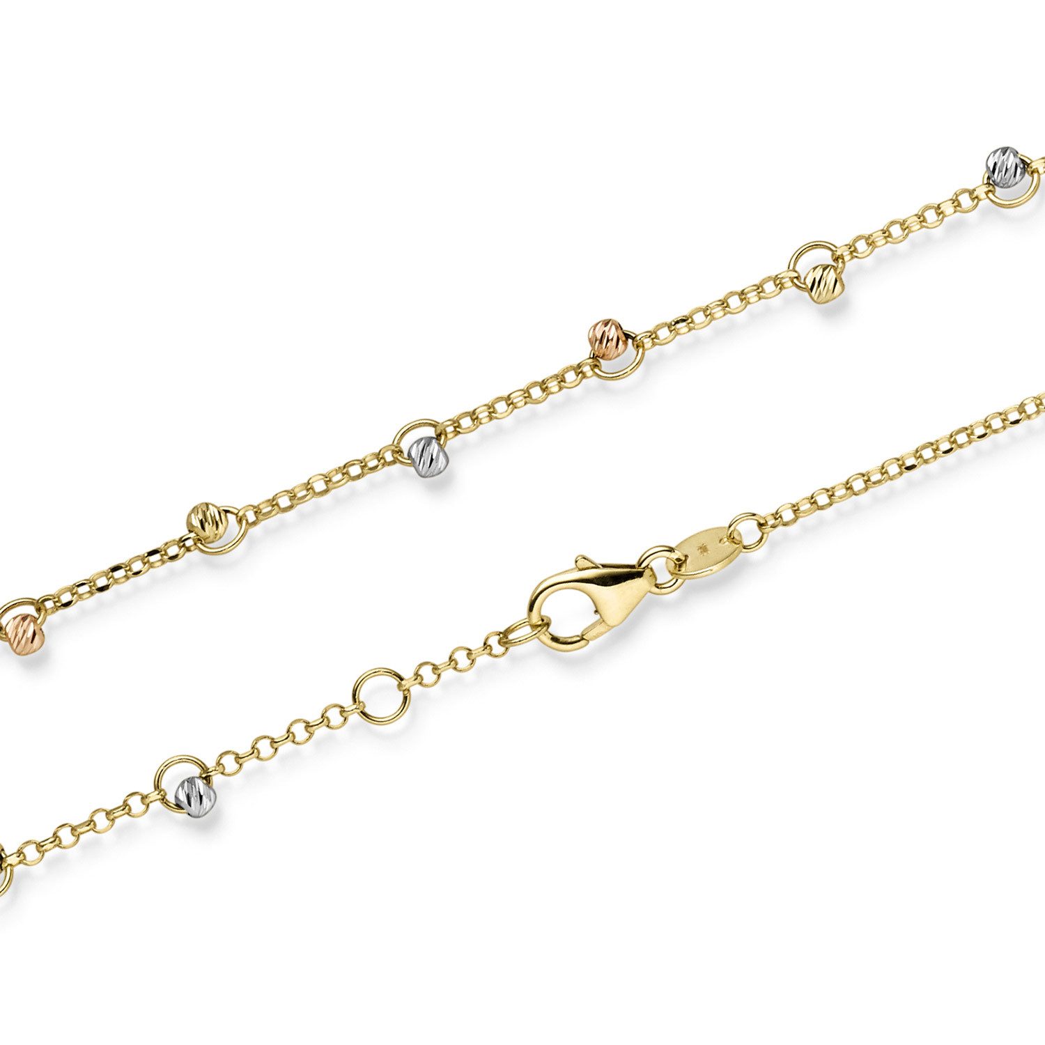 HOPLO Goldkette Goldkette Ankerkette mit Kügelchen