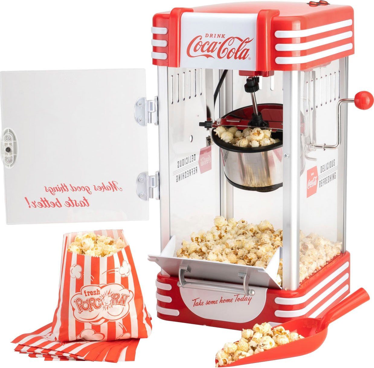 SALCO Popcornmaschine Coca-Cola SNP-27CC, Großer Zubereitungsbehälter