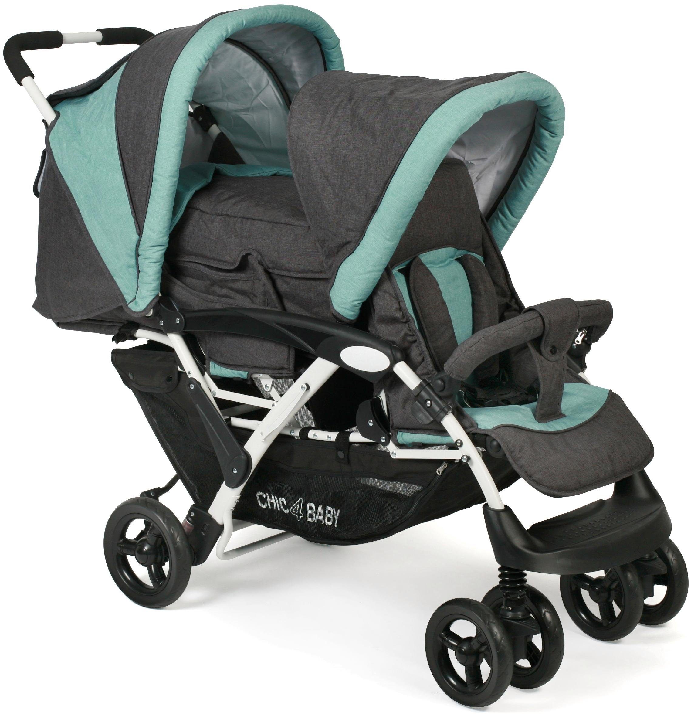 CHIC4BABY Geschwisterwagen Duo, melange mint, mit