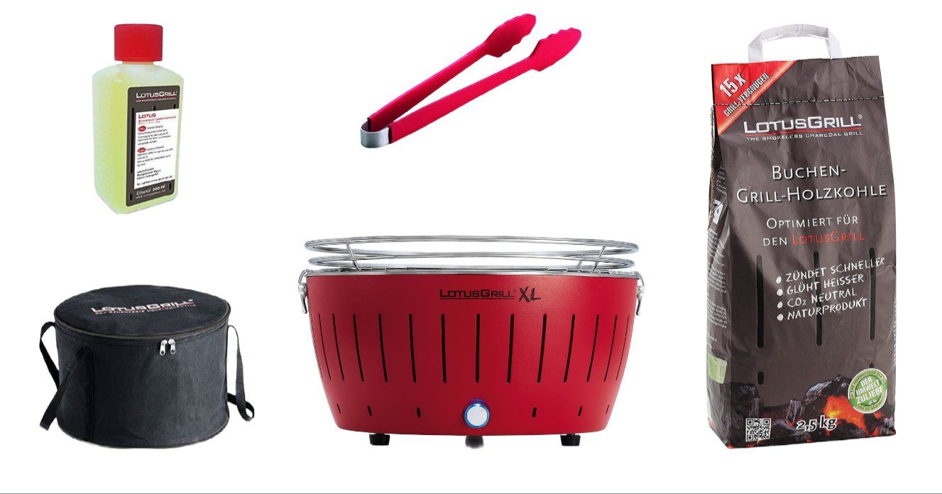 LotusGrill Holzkohlegrill LotusGrill XL Set Feuerrot