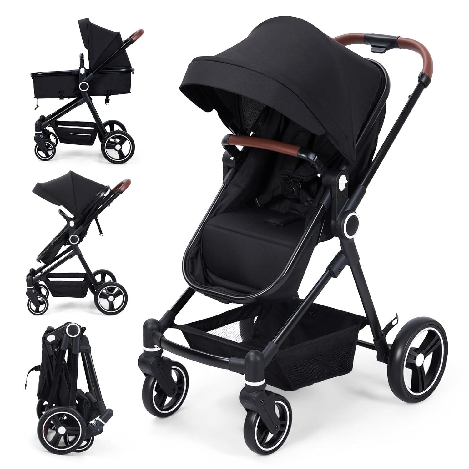 GarveeMore Kombi-Kinderwagen 2in1,Buggy Kinderwagen 0-36 Monate(Bis