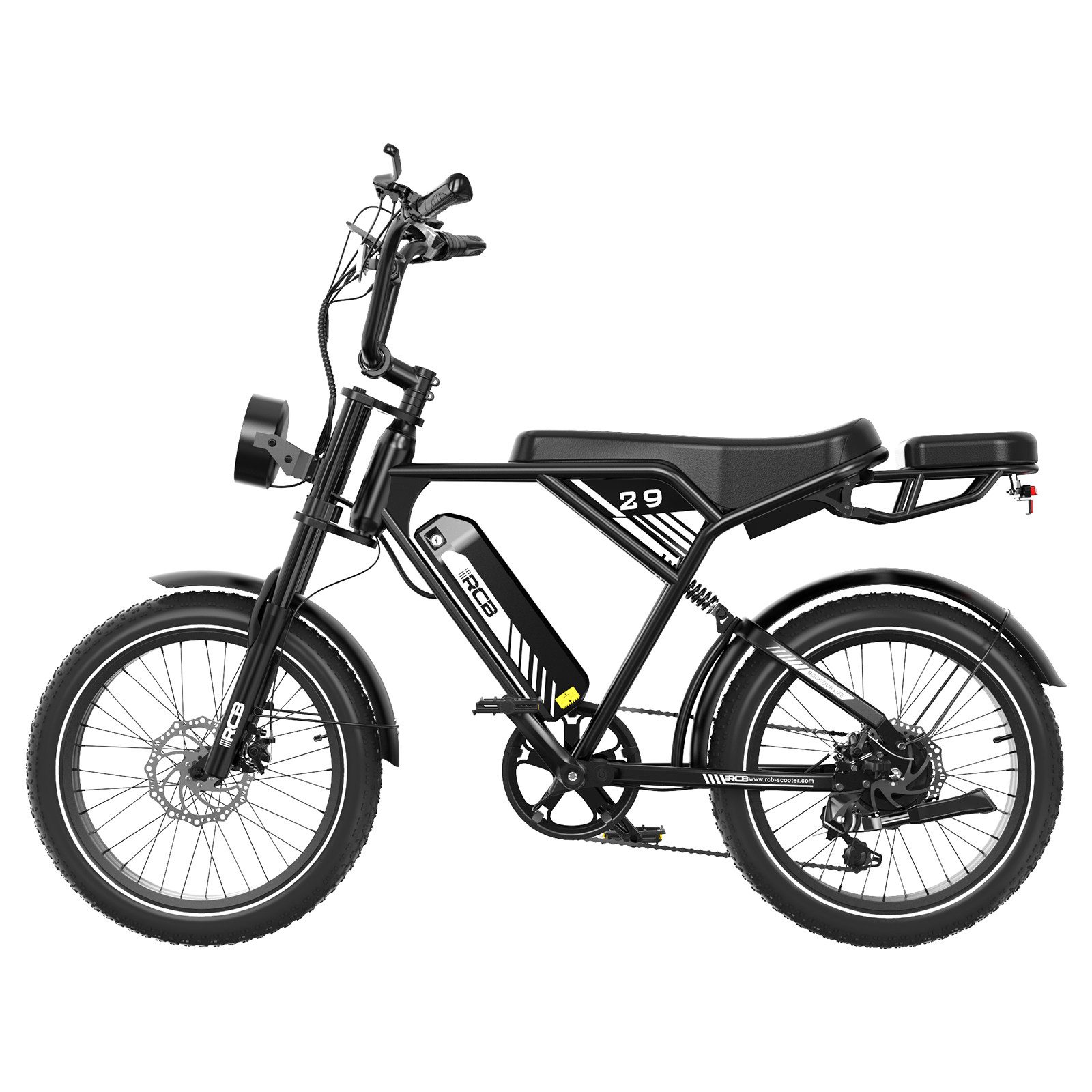 RCB E-Bike RK29 Elektrofahrrad,APP,20x4,0 Zoll Mountainbike,40-60KM,Schloss&Pumpe,