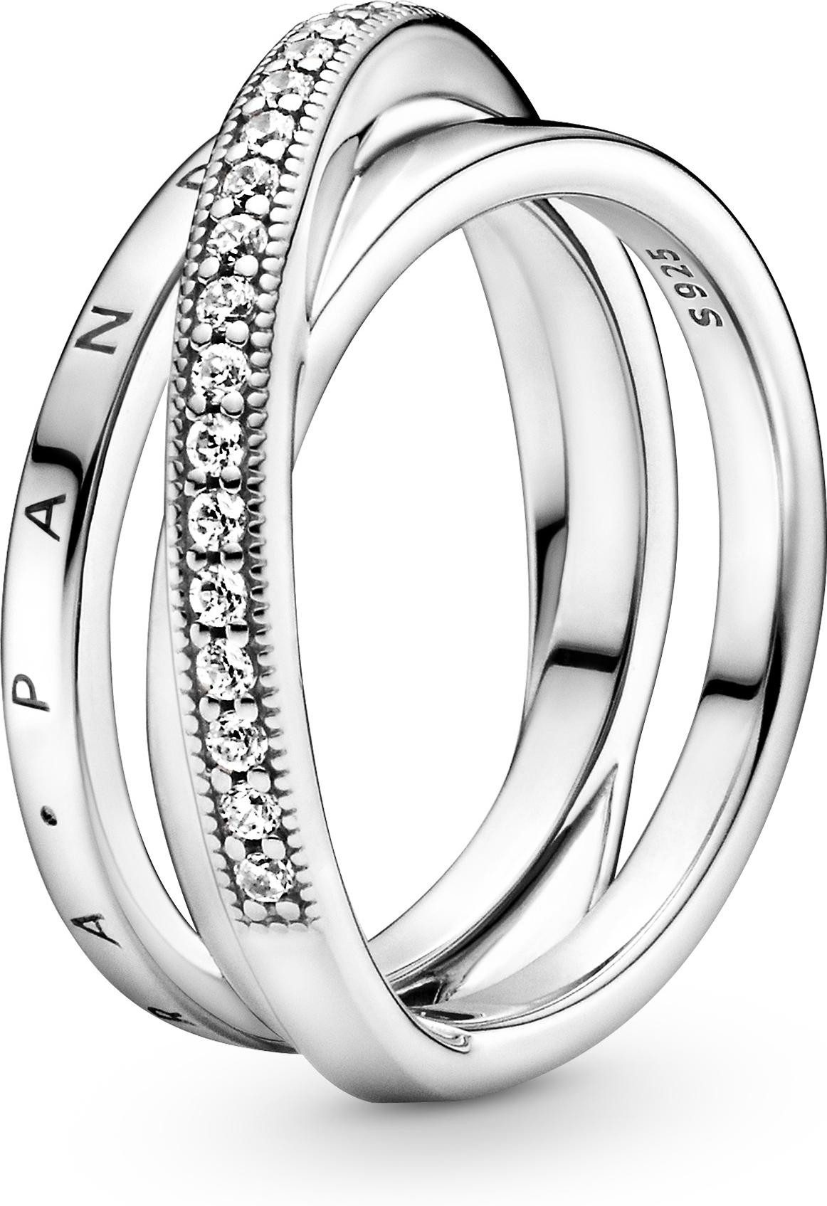 Pandora Fingerring Pandora Dreifach gekreuzter Pavé-Ring