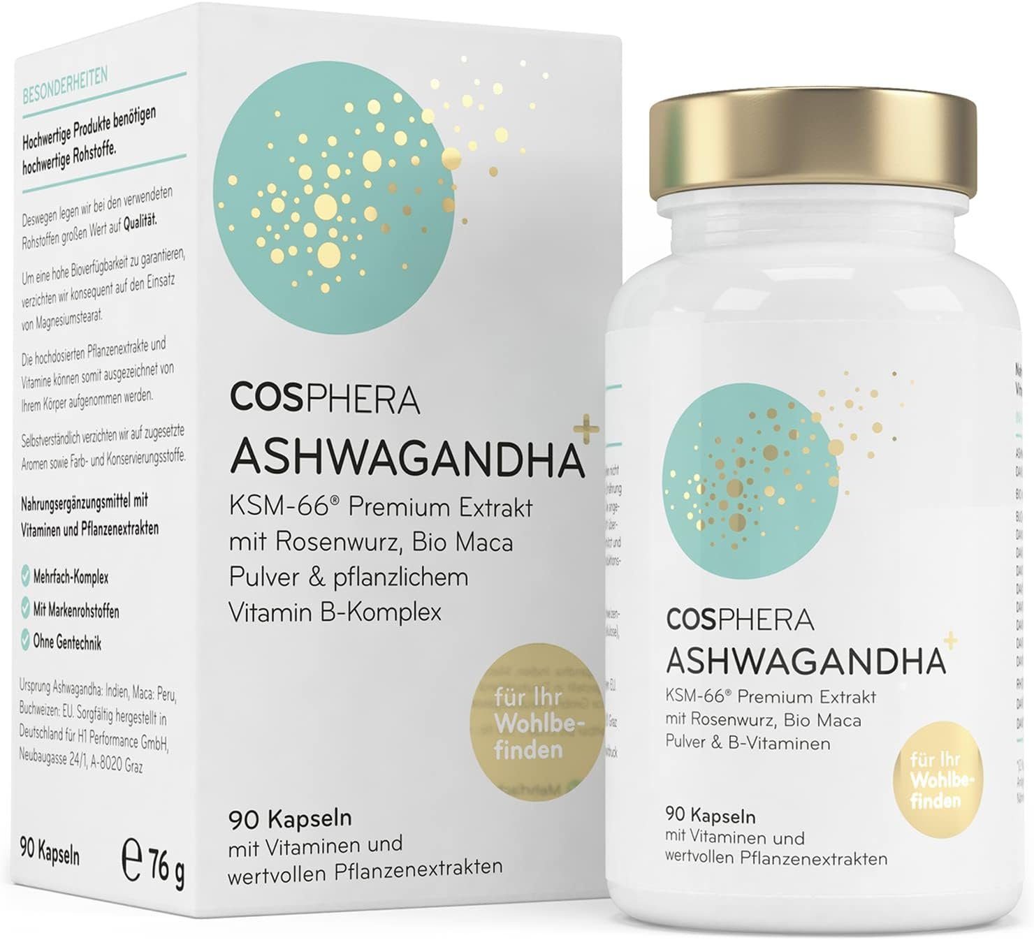 Cosphera Körperpflegemittel Ashwagandha Kapseln 500mg hochdosiert