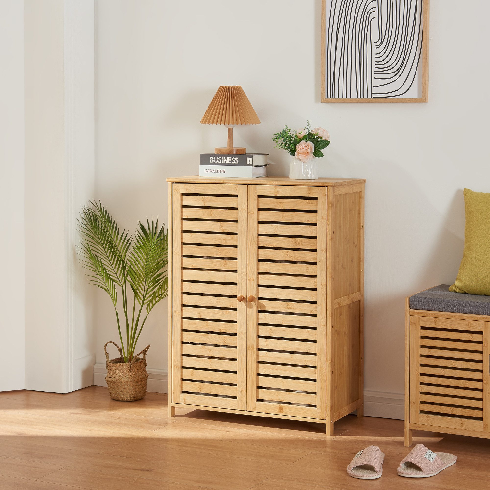 en.casa Schuhschrank »Klamp« Schuhschrank aus Bambus