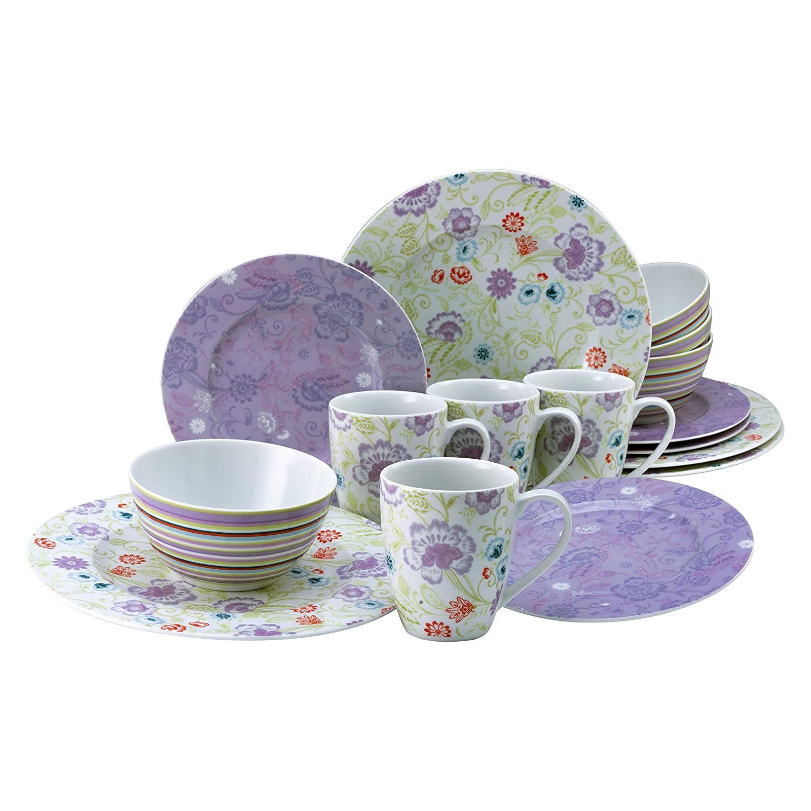 CreaTable Tafelservice 22509 Oriental Flieder (16-tlg),