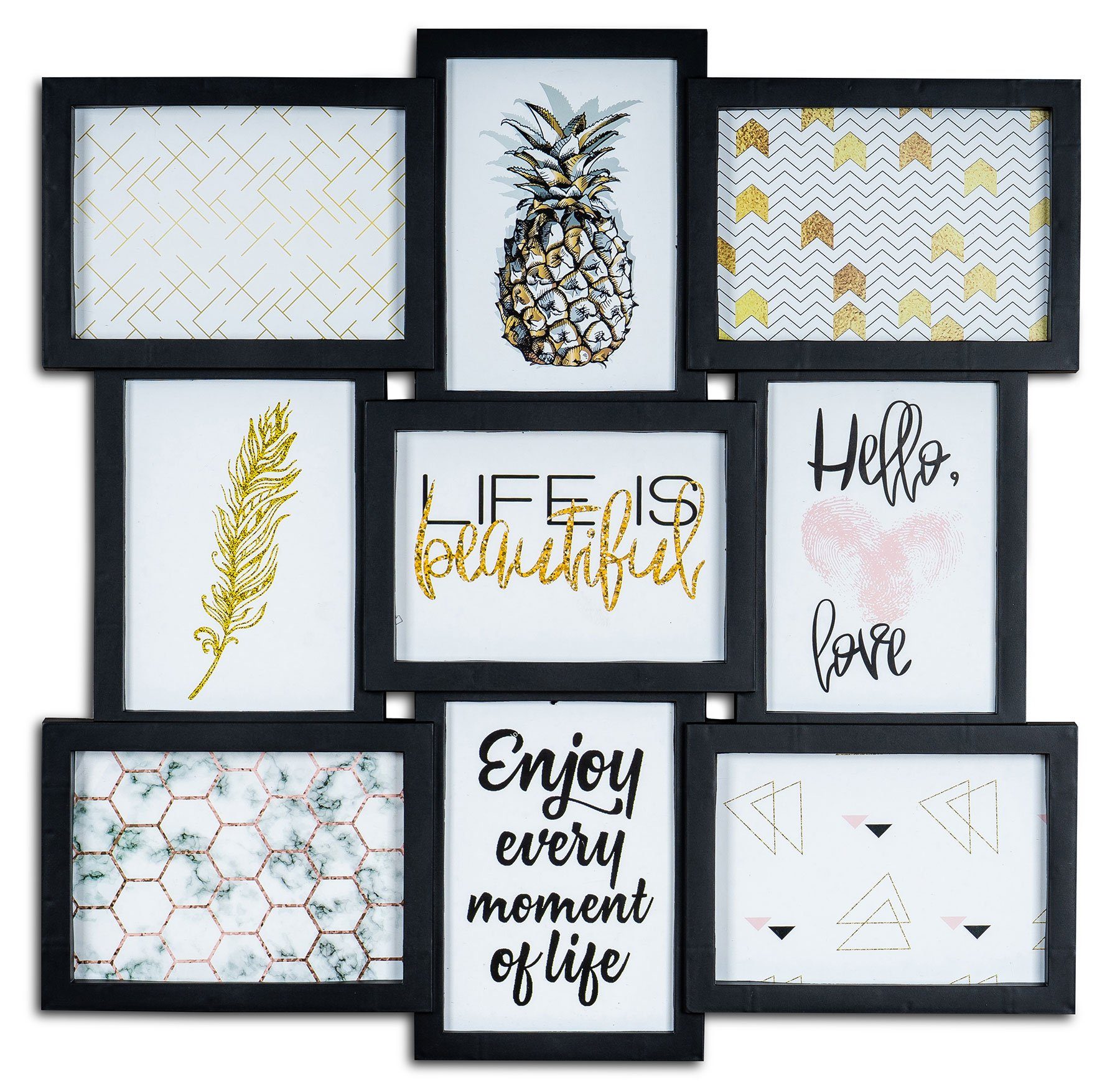 Levandeo® Bilderrahmen Collage, Bilderrahmen 51,5x51,5cm Schwarz