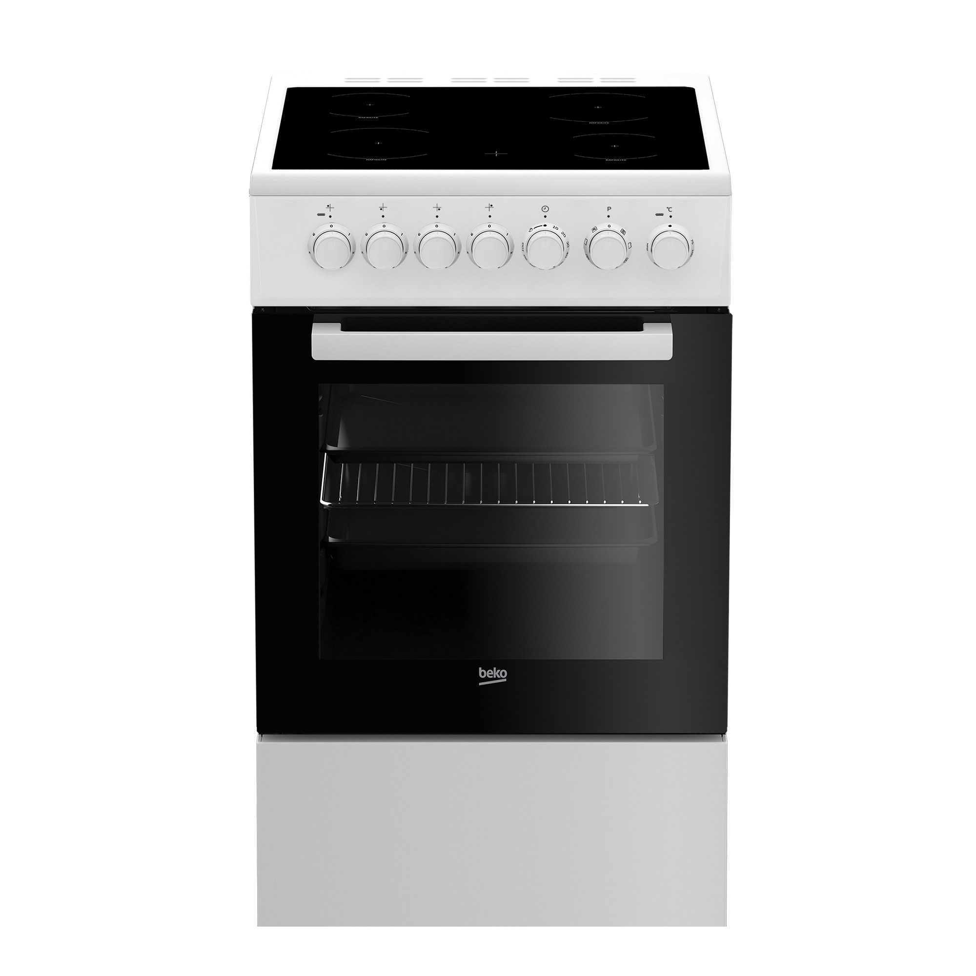 BEKO Elektro-Standherd FSM57100GW, Heißluft, Glaskeramik-Kochfeld, 50