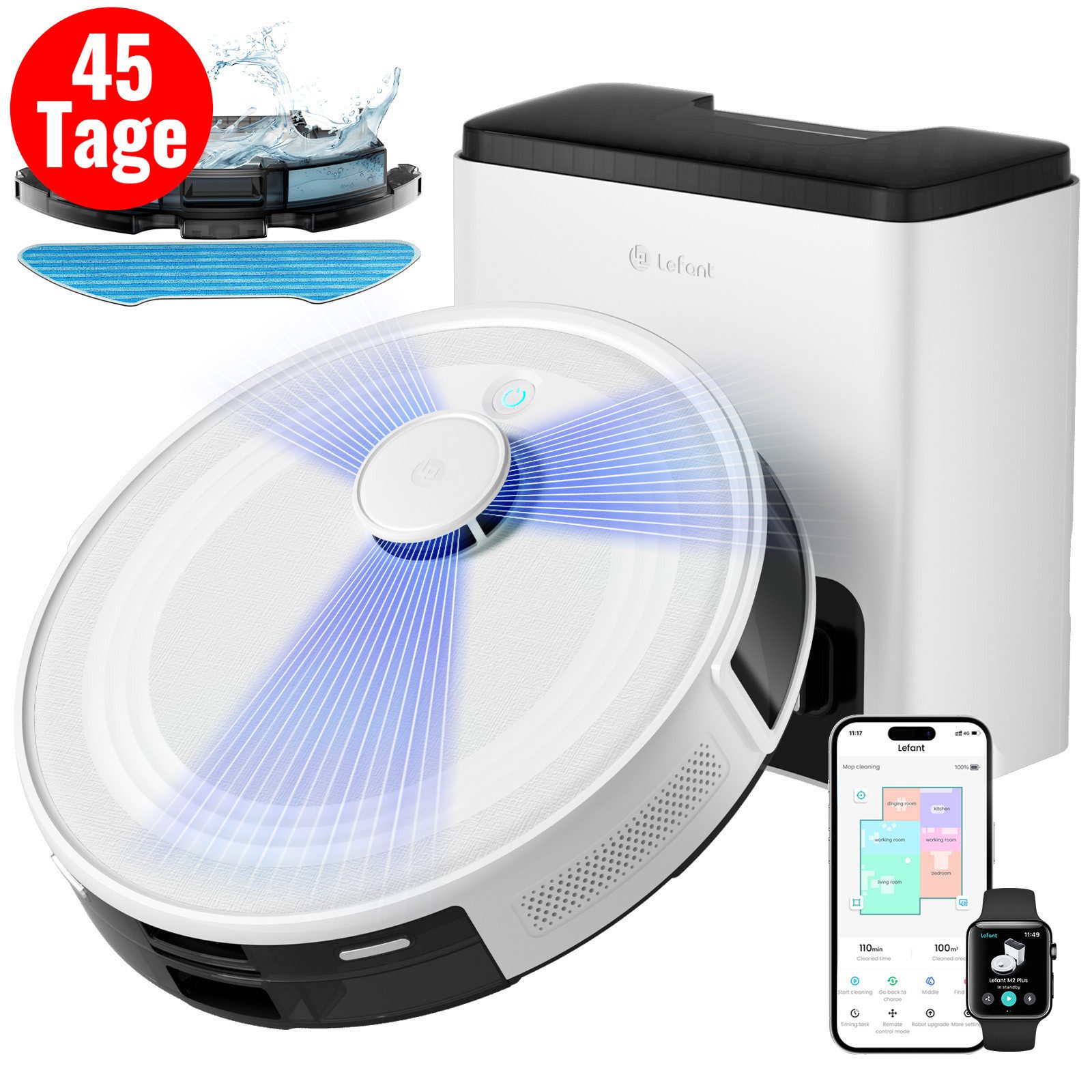 Lefant Saugroboter M2Plus Saugroboter mit Wischfunktion