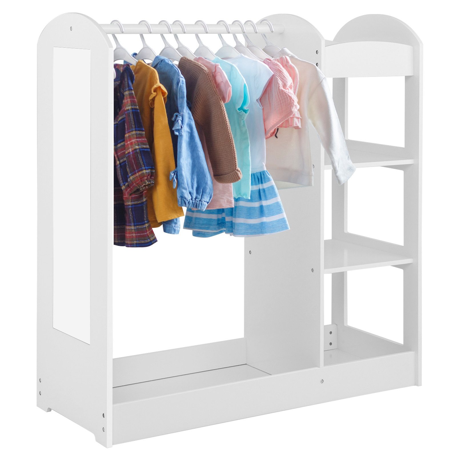 COSTWAY Kleiderschrank Kinderkleiderschrank mit Spiegel, aus
