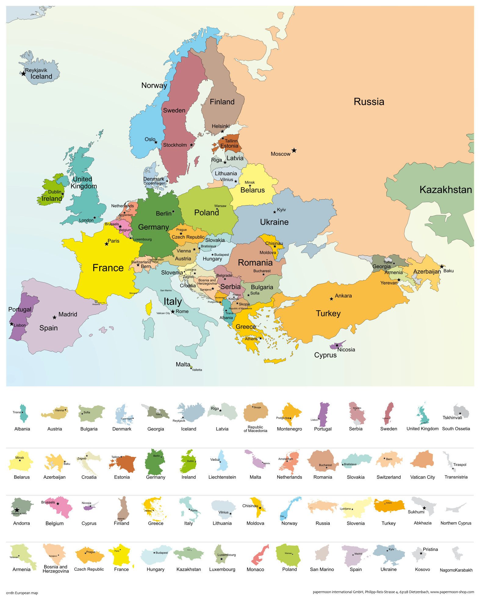 Papermoon Poster Mini-Poster Nr.307 European map,