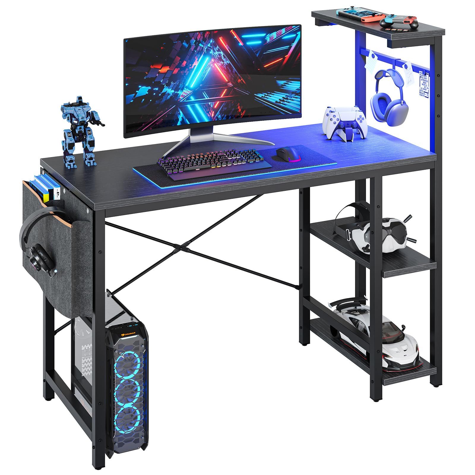 Bestier Computertisch Gamingtisch, Computertisch mit LED