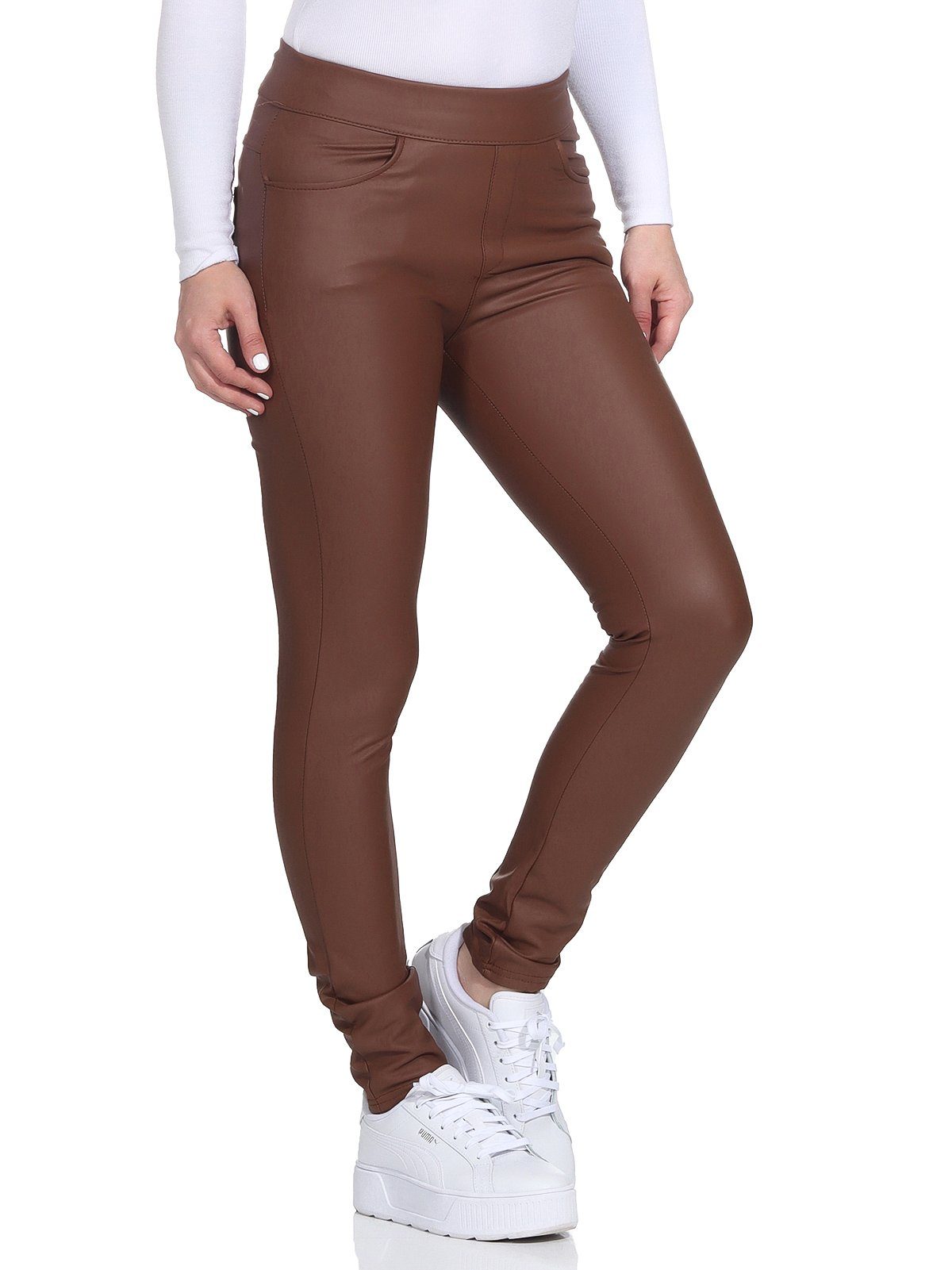 Aurela Damenmode Thermoleggings Damen Leder Hose