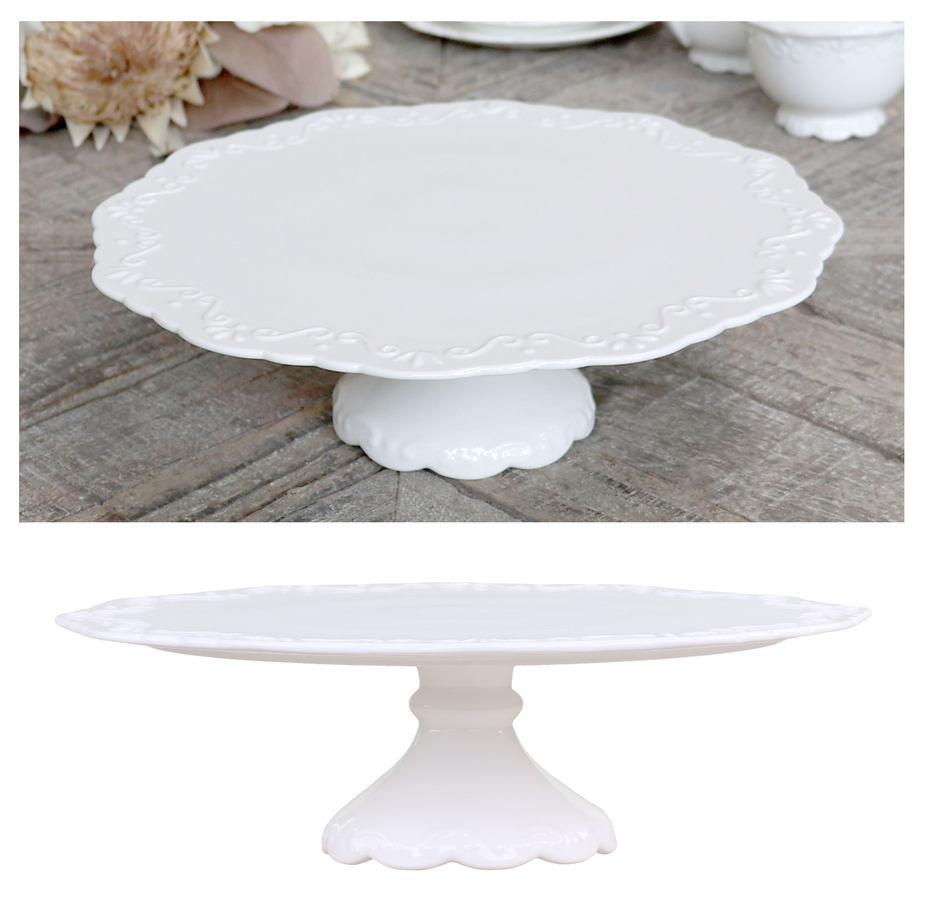 Chic Antique Tortenplatte Tortenplatte Kuchenplatte Weiß