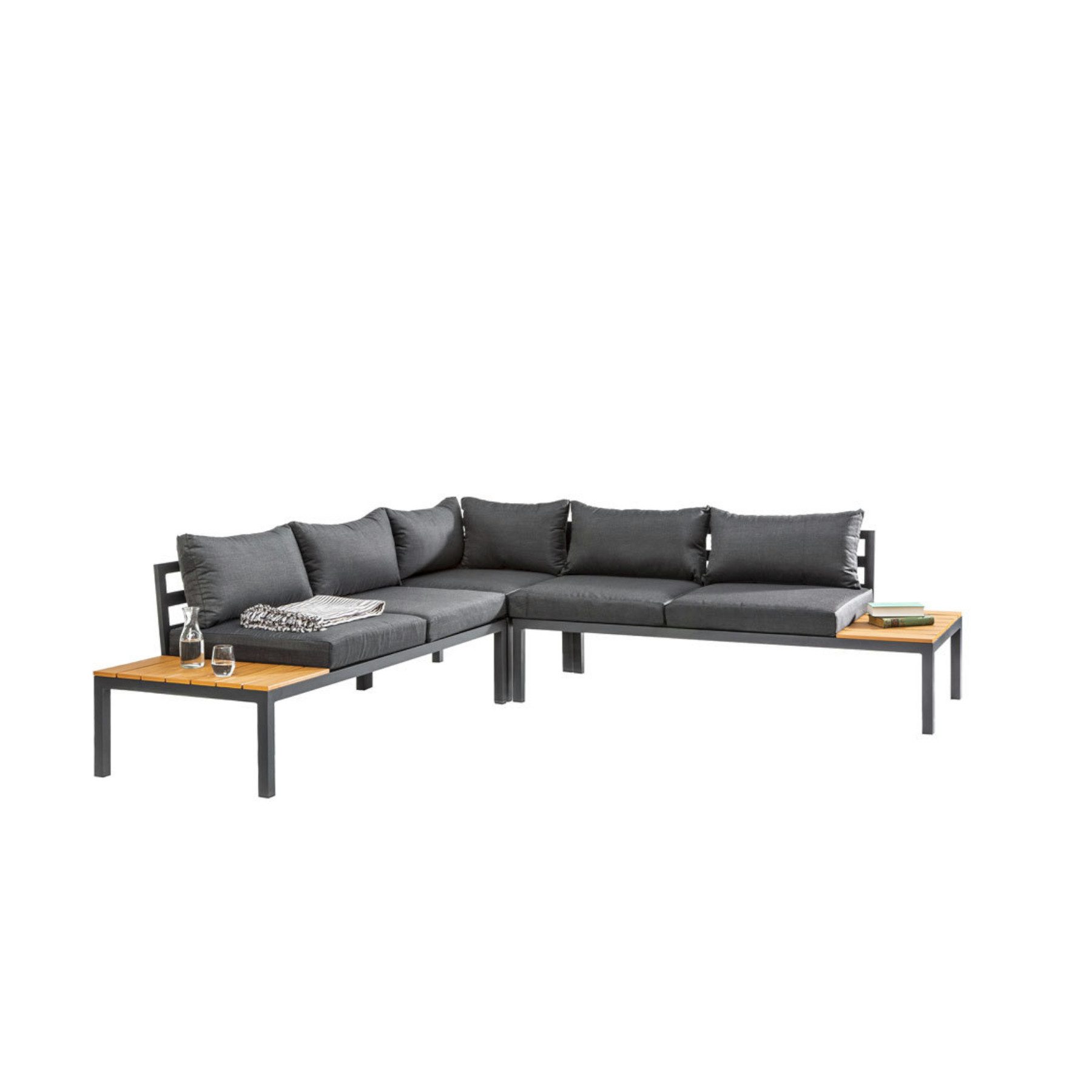 riess-ambiente Sitzgruppe MIAMI LOUNGE 240cm anthrazit/natur/grau