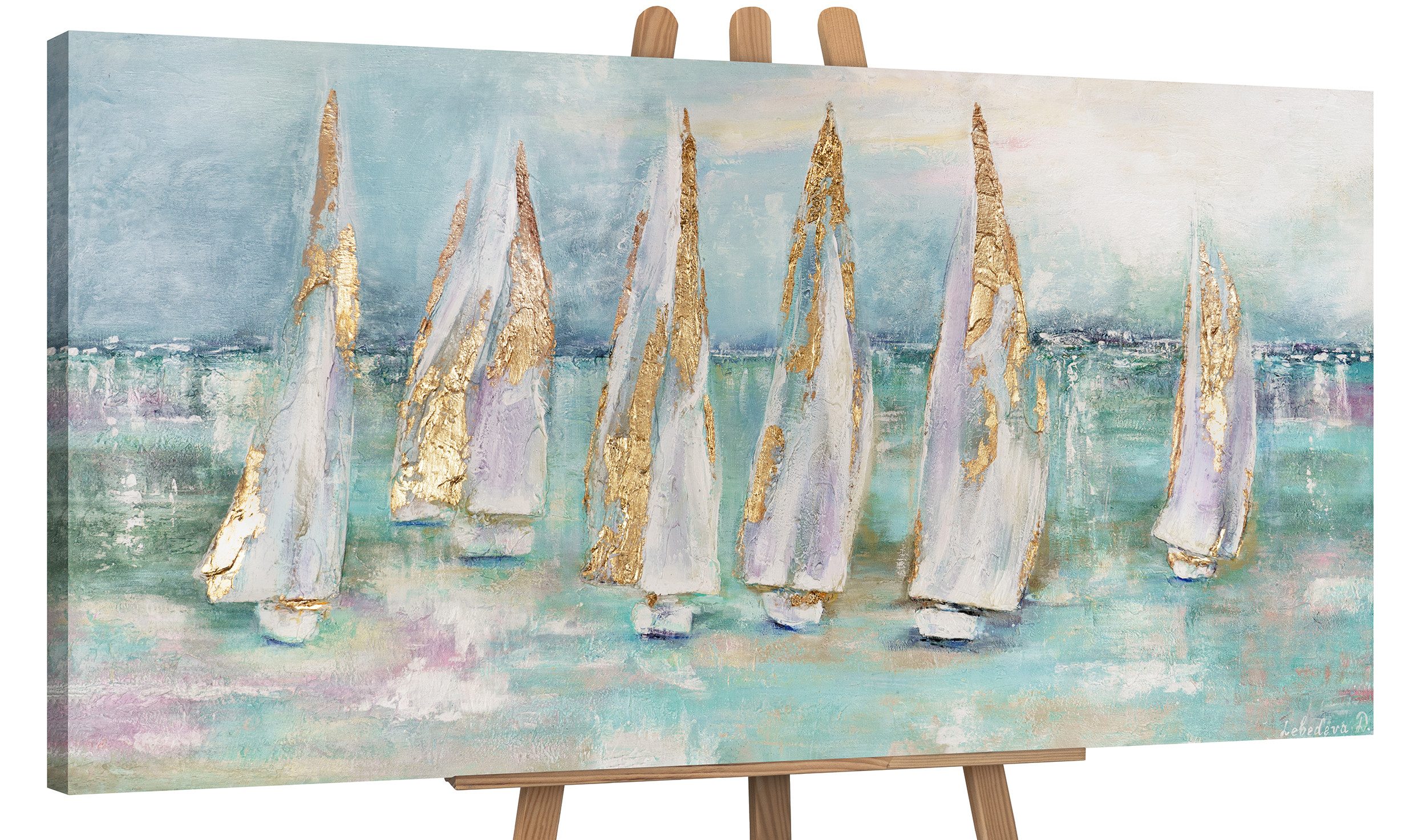 YS-Art Gemälde Segelboote, Meer, Leinwand Bild