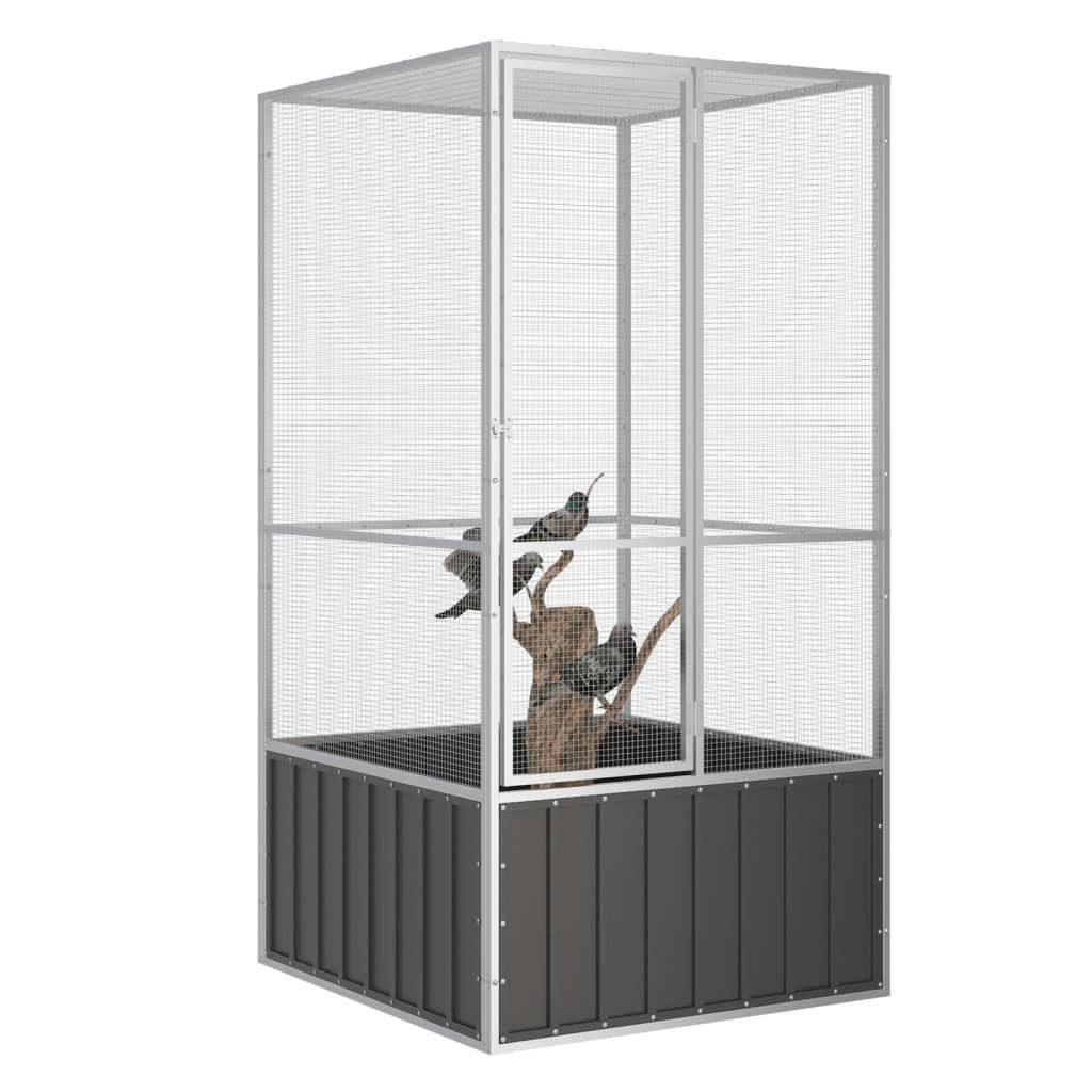 vidaXL Vogelkäfig, Vogelkäfig Anthrazit 111x107x211,5 cm