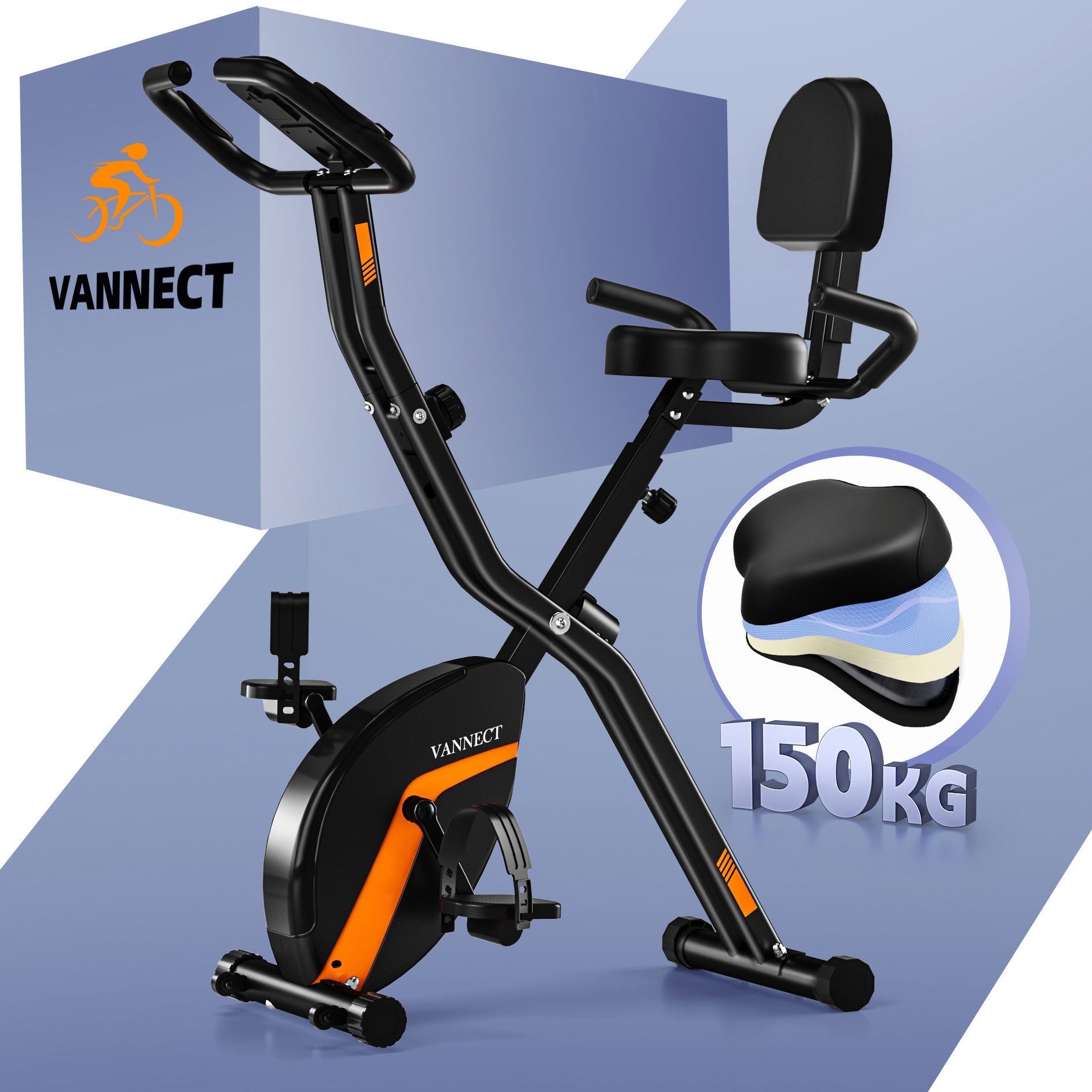 VANNECT Heimtrainer Fahrrad Klappbar, 16 Widerstandsstufen,