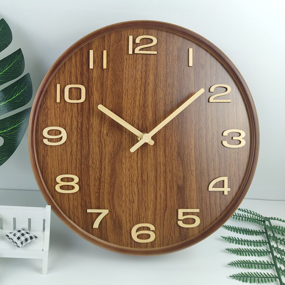 BlingBin Wanduhr Wanduhr, 30cm Rahmenlose Hölzerne