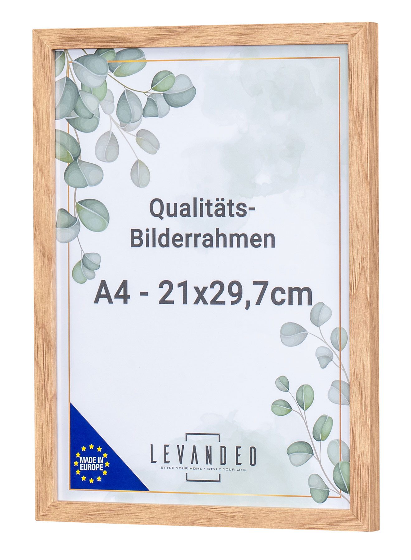 Levandeo® Bilderrahmen, A4 Bilderrahmen Natur Eiche