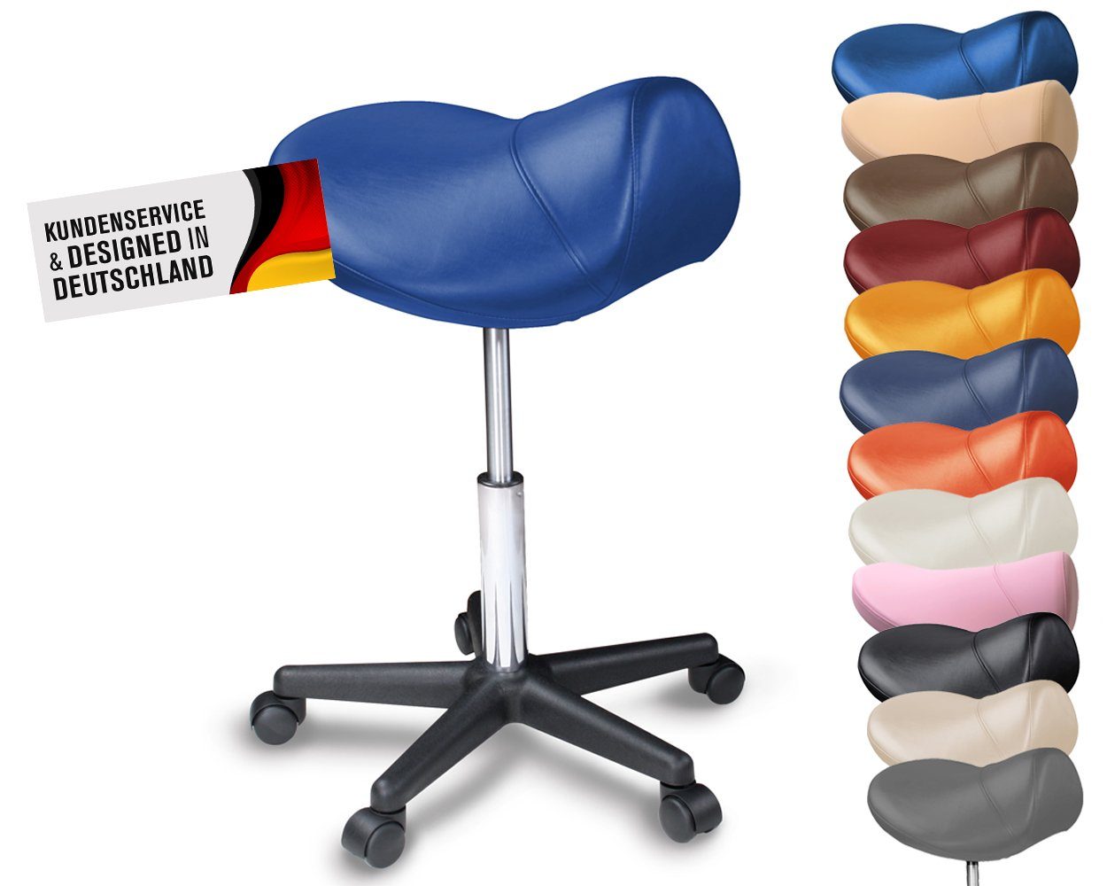 Duke-Handel Drehhocker Sattelhocker, Arbeitshocker, Rollhocker, Hocker,