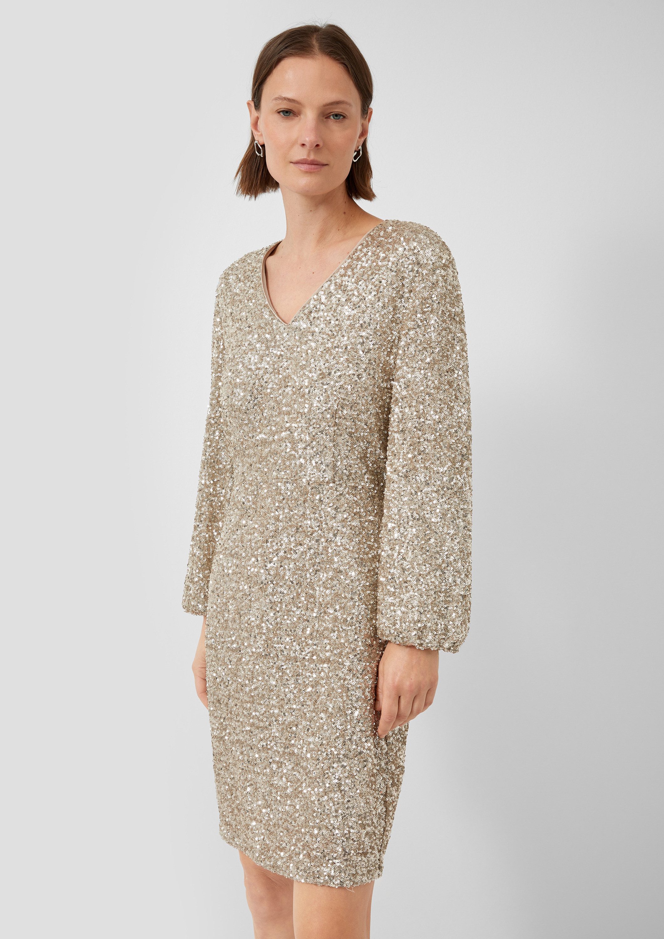 s.Oliver Midikleid Kleid Kurzes Pailletten-Kleid mit