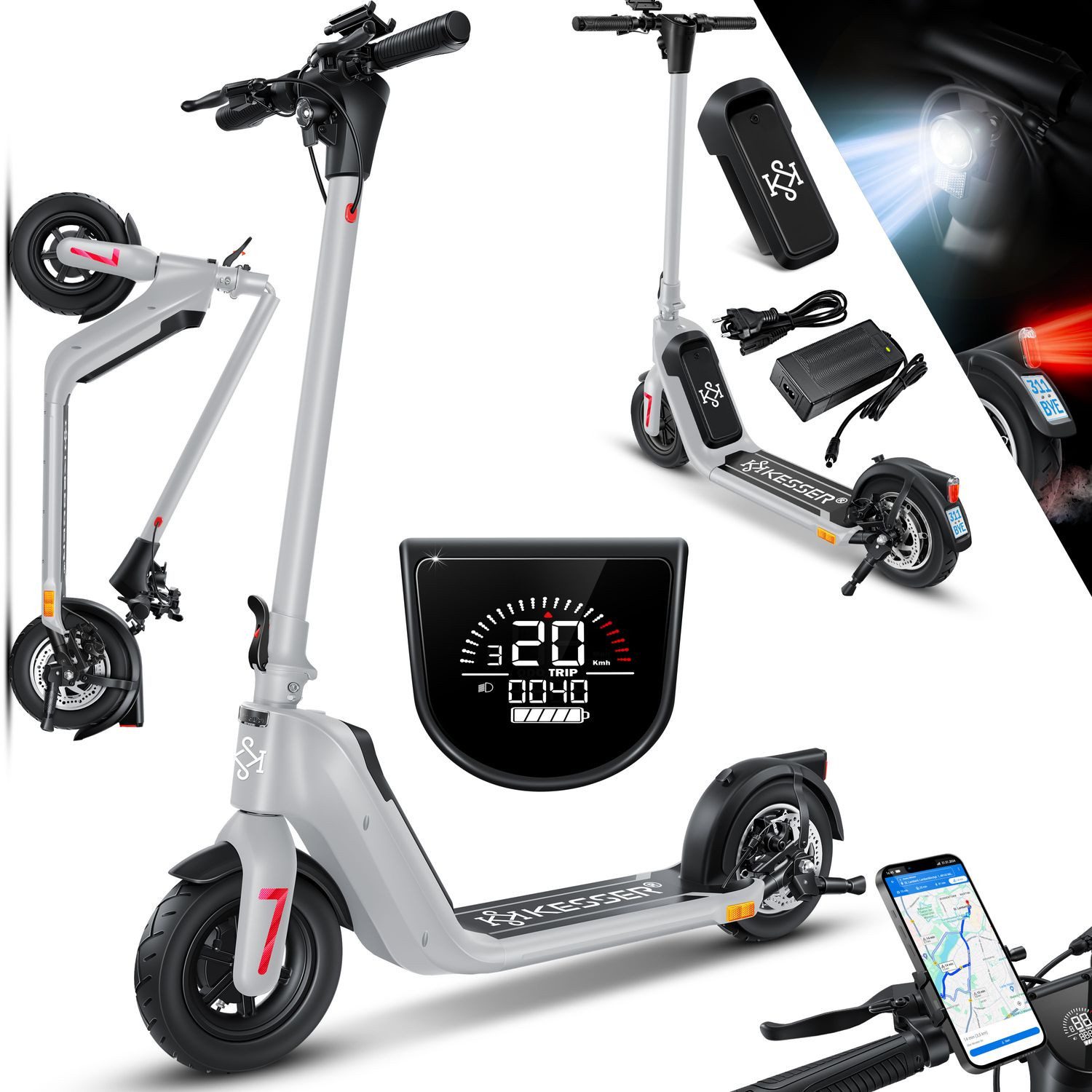 KESSER E-Scooter, Elektro Roller mit Straßenzulassung