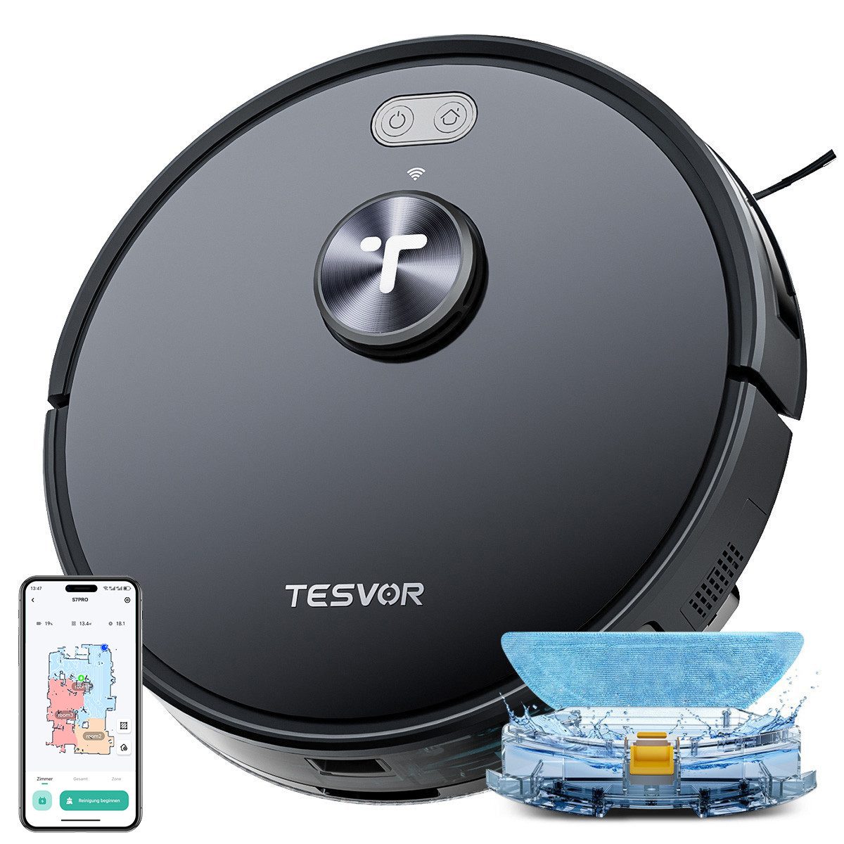 Tesvor Saugroboter S7Pro Nass-Trocken-Saugroboter Lasernavigation 6kPa