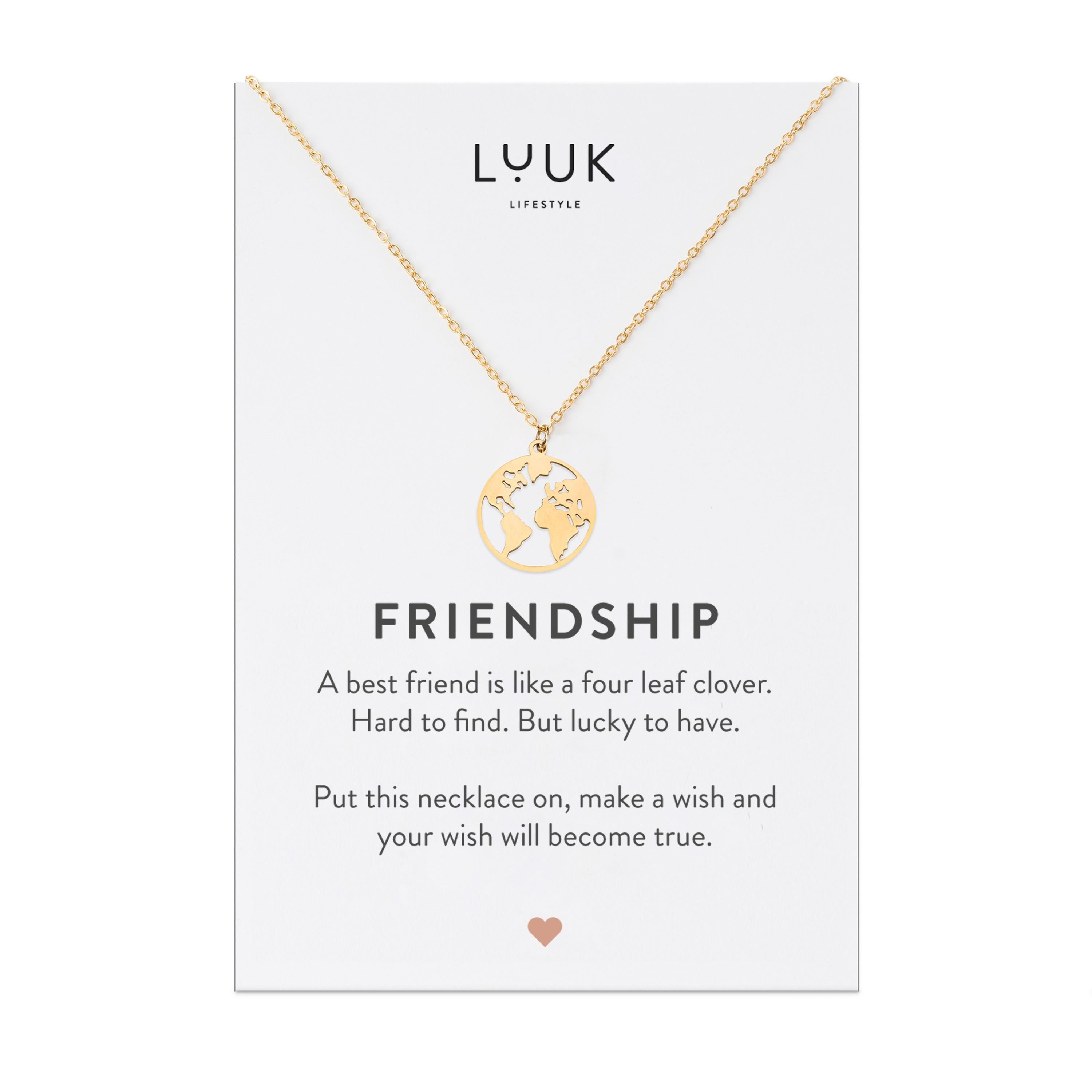 LUUK LIFESTYLE Freundschaftskette Weltkugel, Weltkarte I