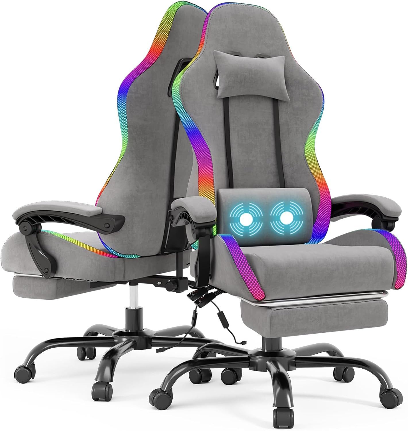 HOMALL Gaming-Stuhl LED Gaming Chair,Massage,Bürostuhl,Gaming Stuhl