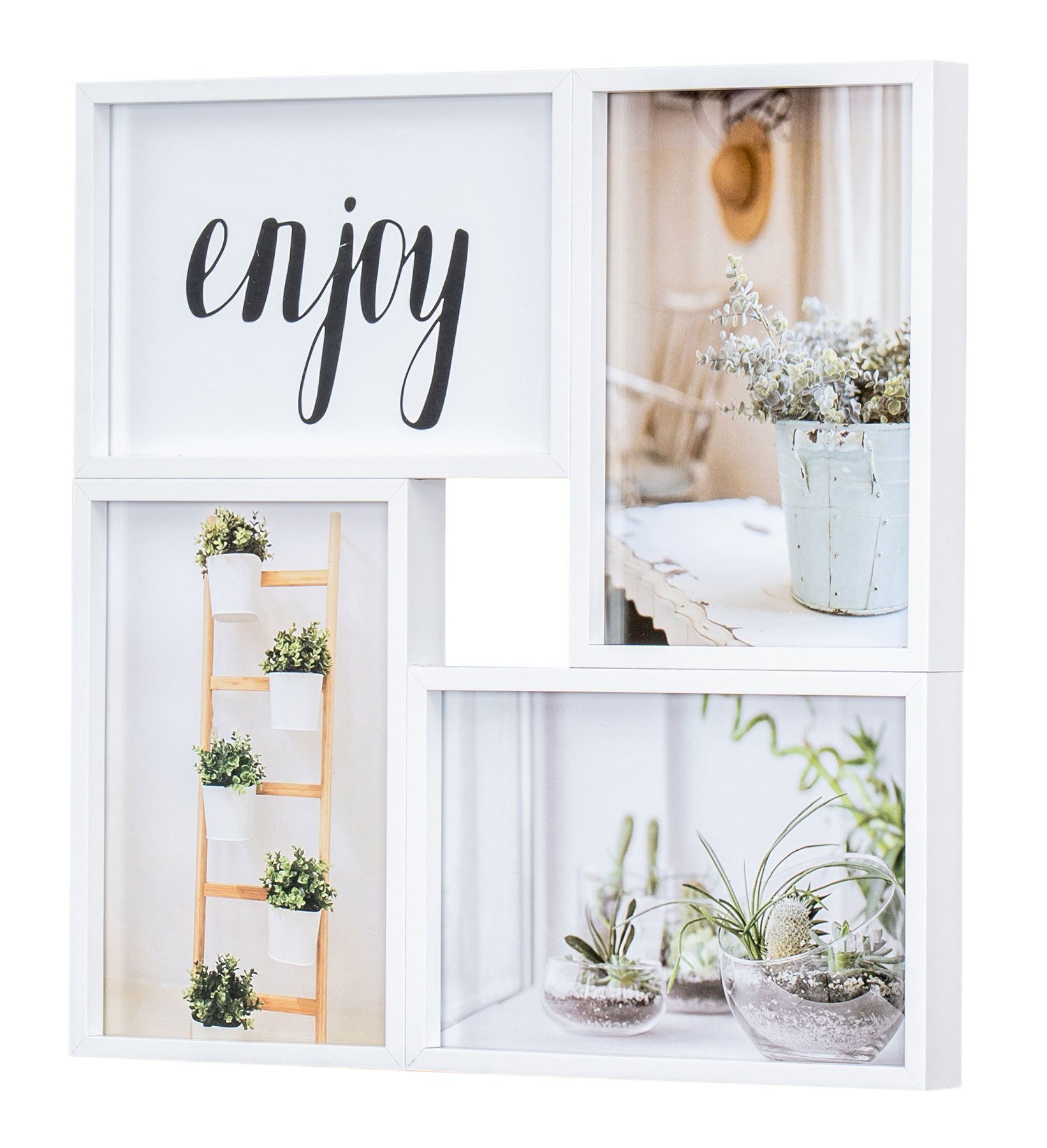 Levandeo® Bilderrahmen Collage, Bilderrahmen Weiß Holz