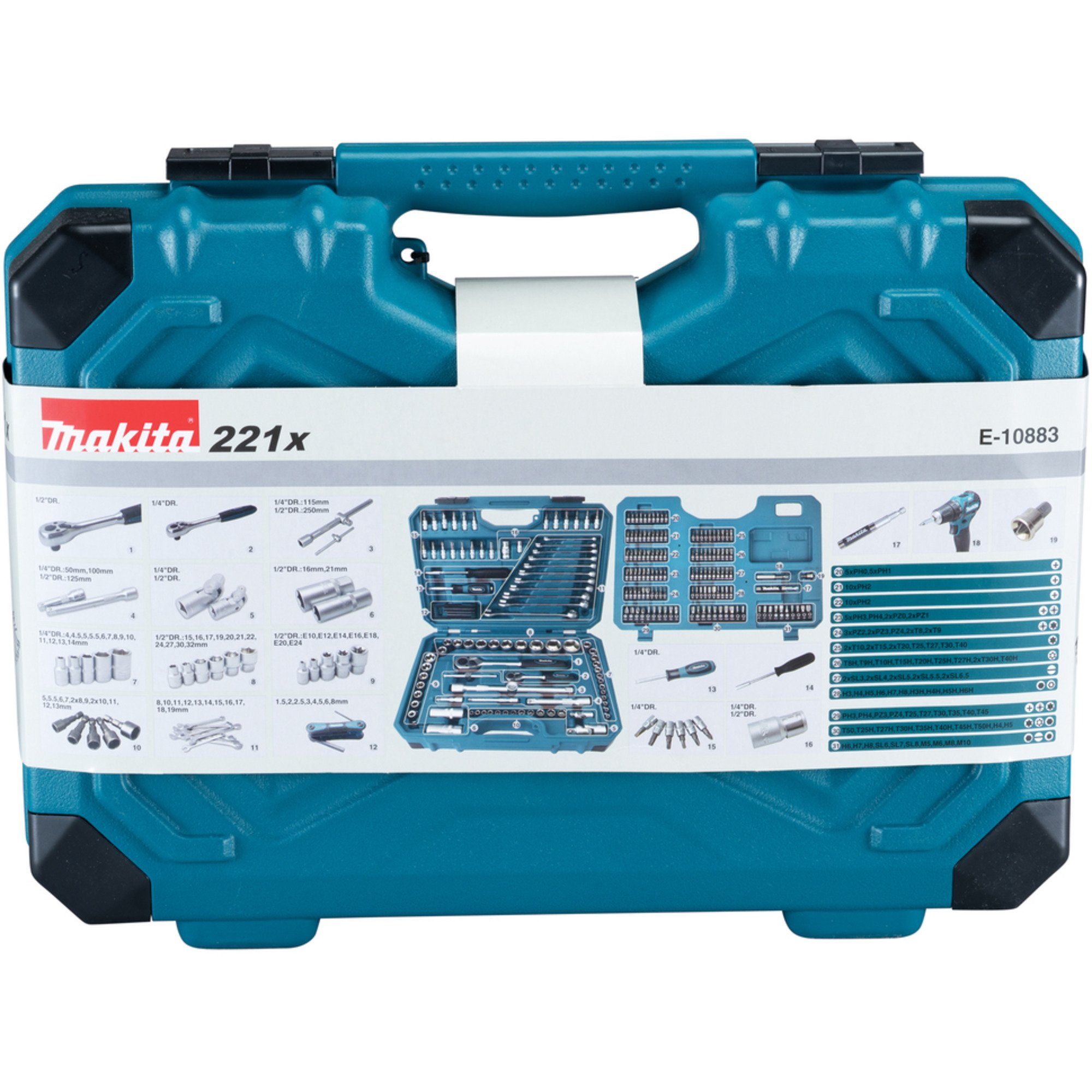 Makita Werkzeugset Makita Handwerkzeug-Set E-10883, 221-teilig,