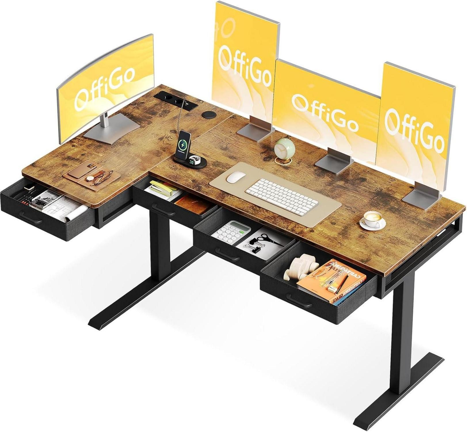 LuxusKollektion Eckschreibtisch Eckschreibtisch Höhenverstellbar Elektrisch 160cm