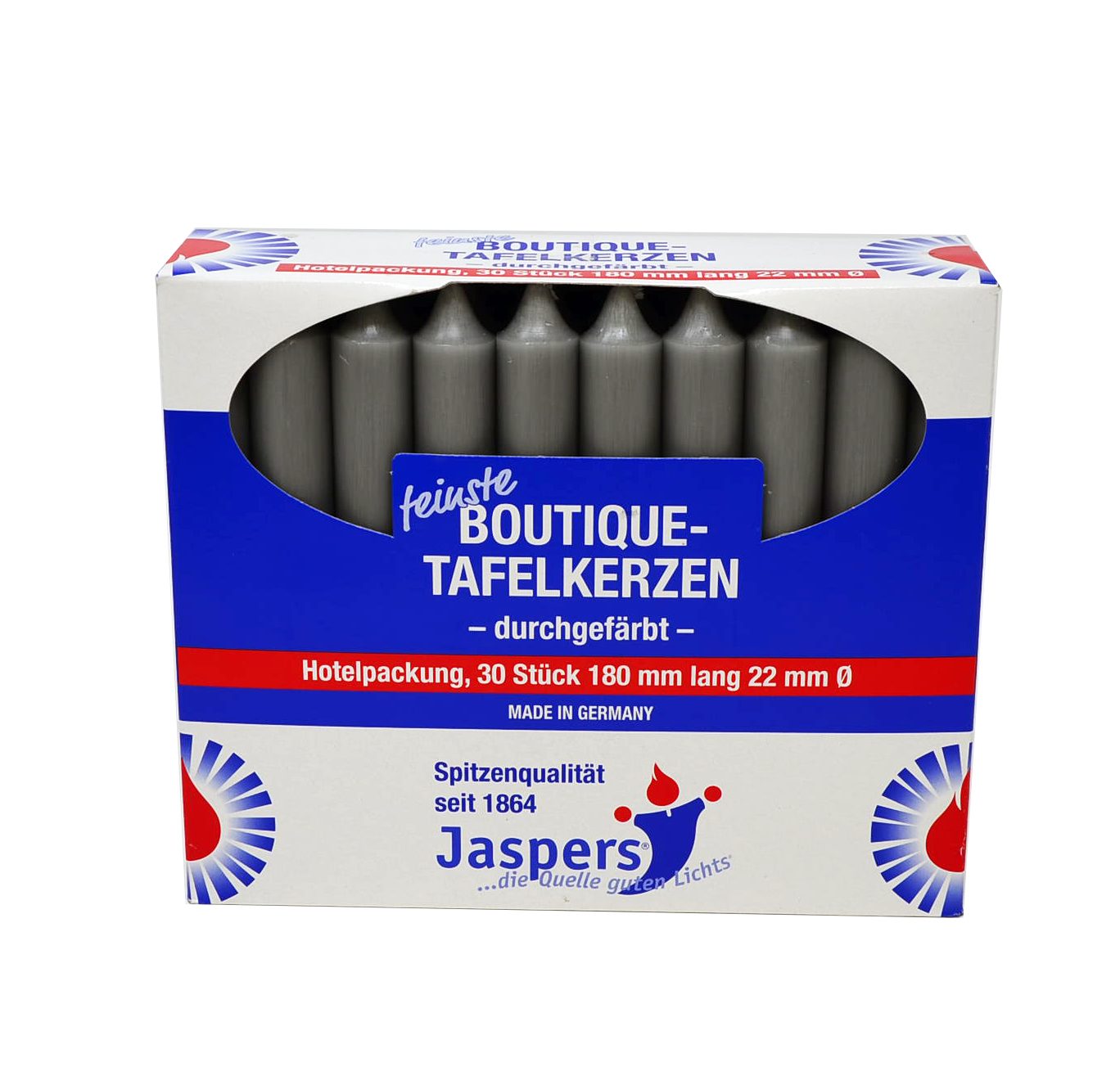 Jaspers Kerzen Tafelkerze Boutique-Kerzen Hotelpackung tauben-grau