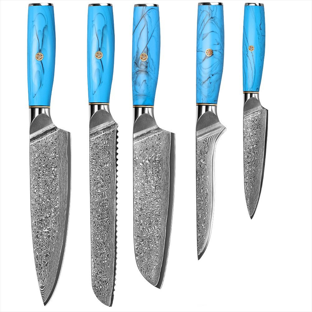 KingLux Messer-Set 5 Teilig Damaststahl Küchenmesser