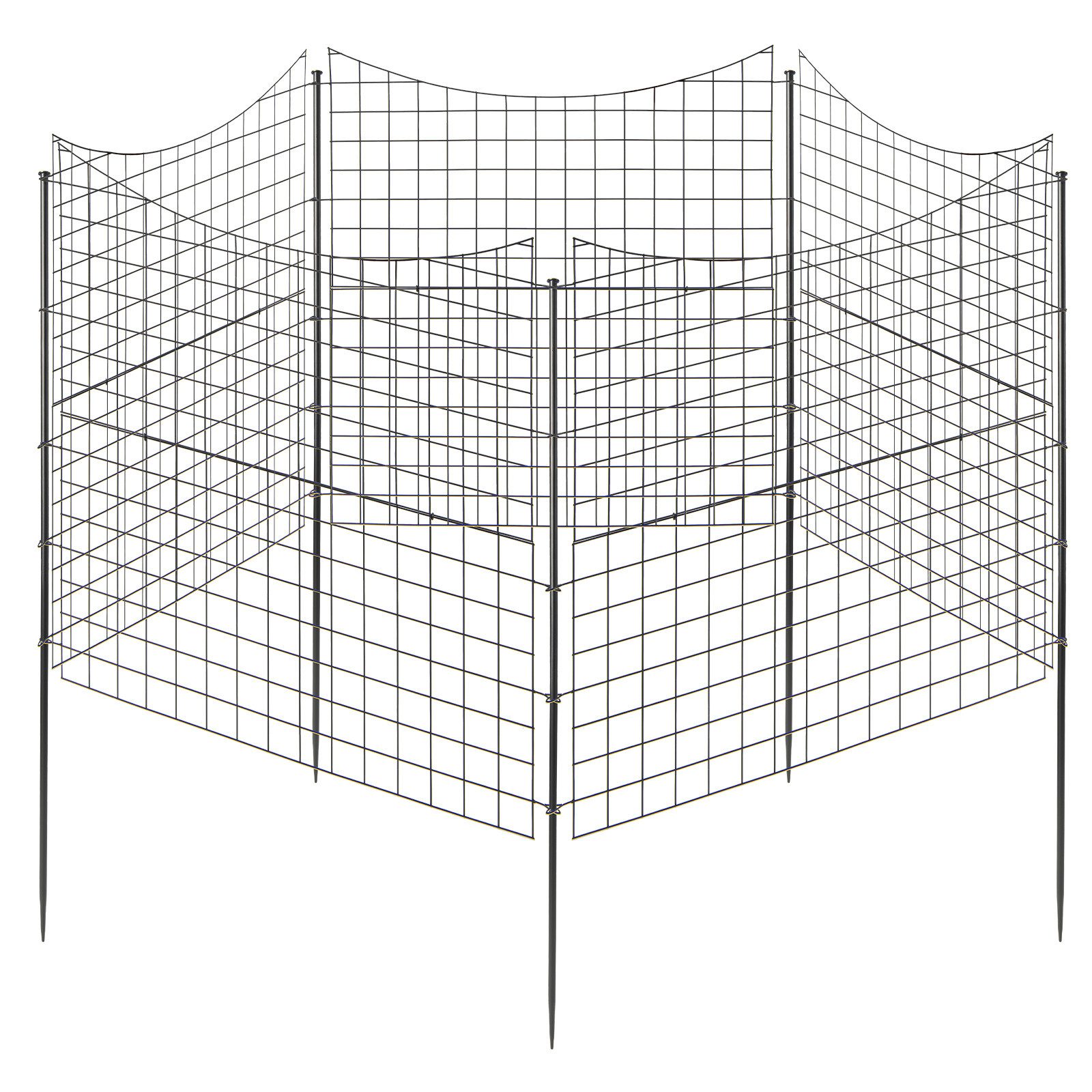 COSTWAY Gartenzaun, 5 Stück Steckzaun Metall,