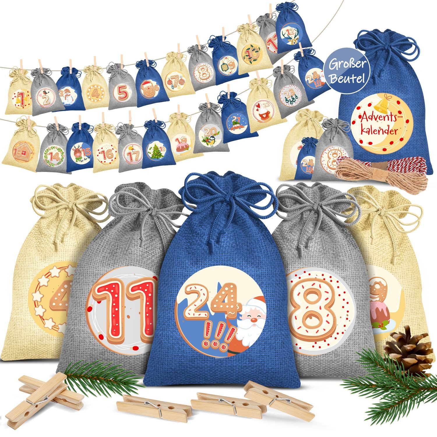 KESSER Adventskalender, Adventskalender zum Befüllen 24