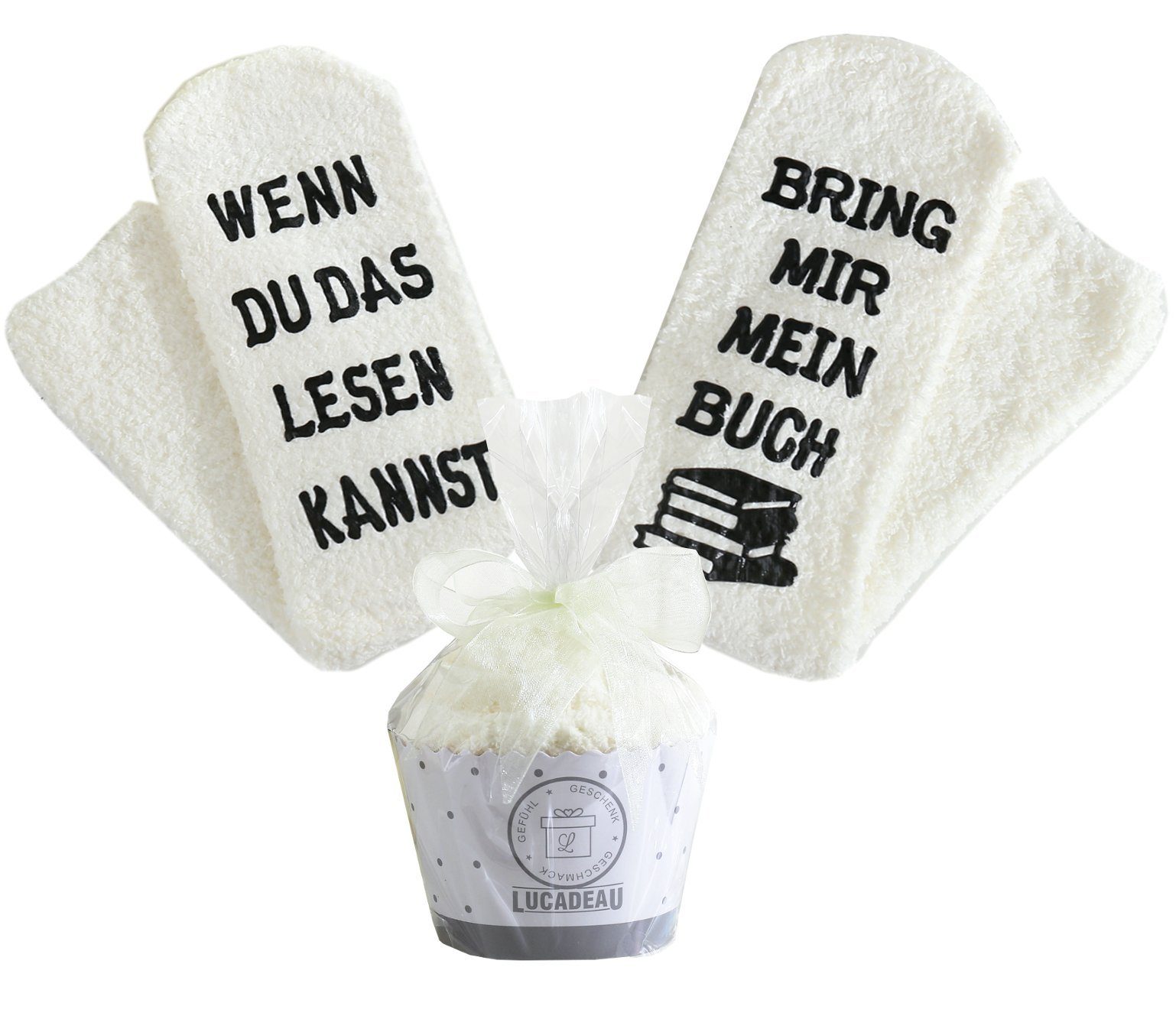 Lucadeau Kuschelsocken Weihnachtsgeschenk, Geschenke für Buch-Liebhaber,